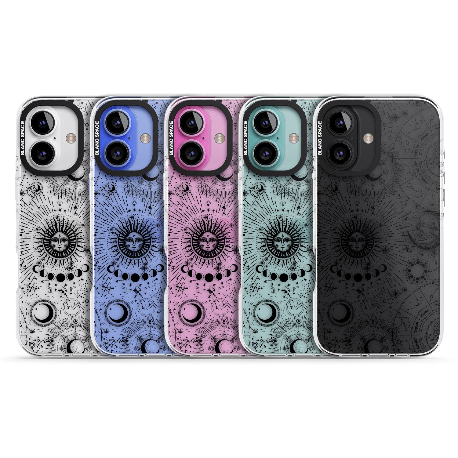 iPhone 16 Pro Max Transparent Suns & Zodiac Charts Black Impact Phone Case