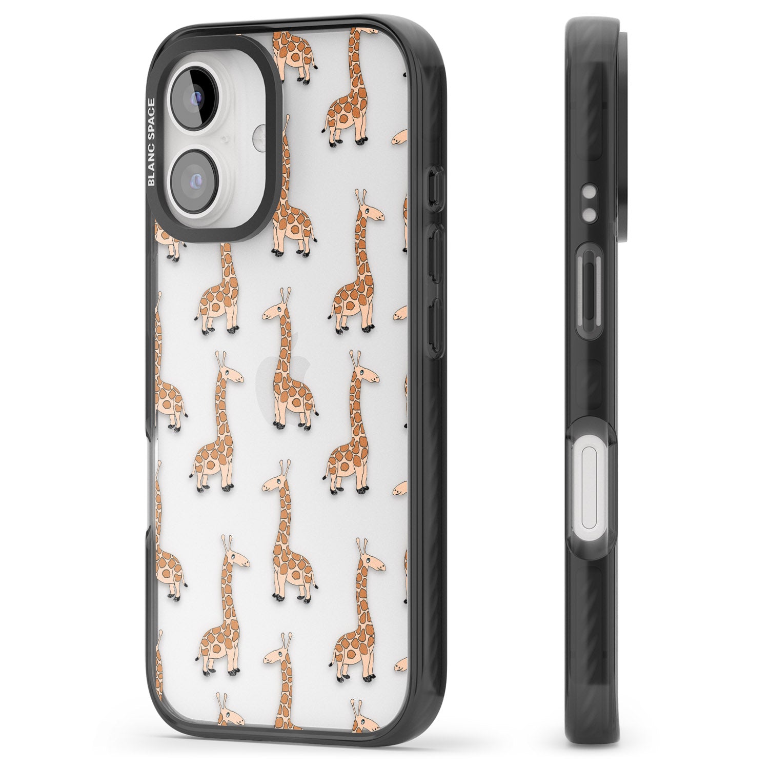 iPhone 16 Pro Max Cute Giraffe Pattern Clear Black Impact Phone Case