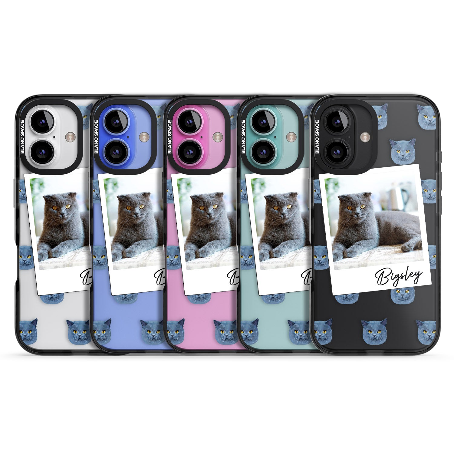 iPhone 16 Pro Max Personalised English Blue Cat Photo Black Impact Phone Case
