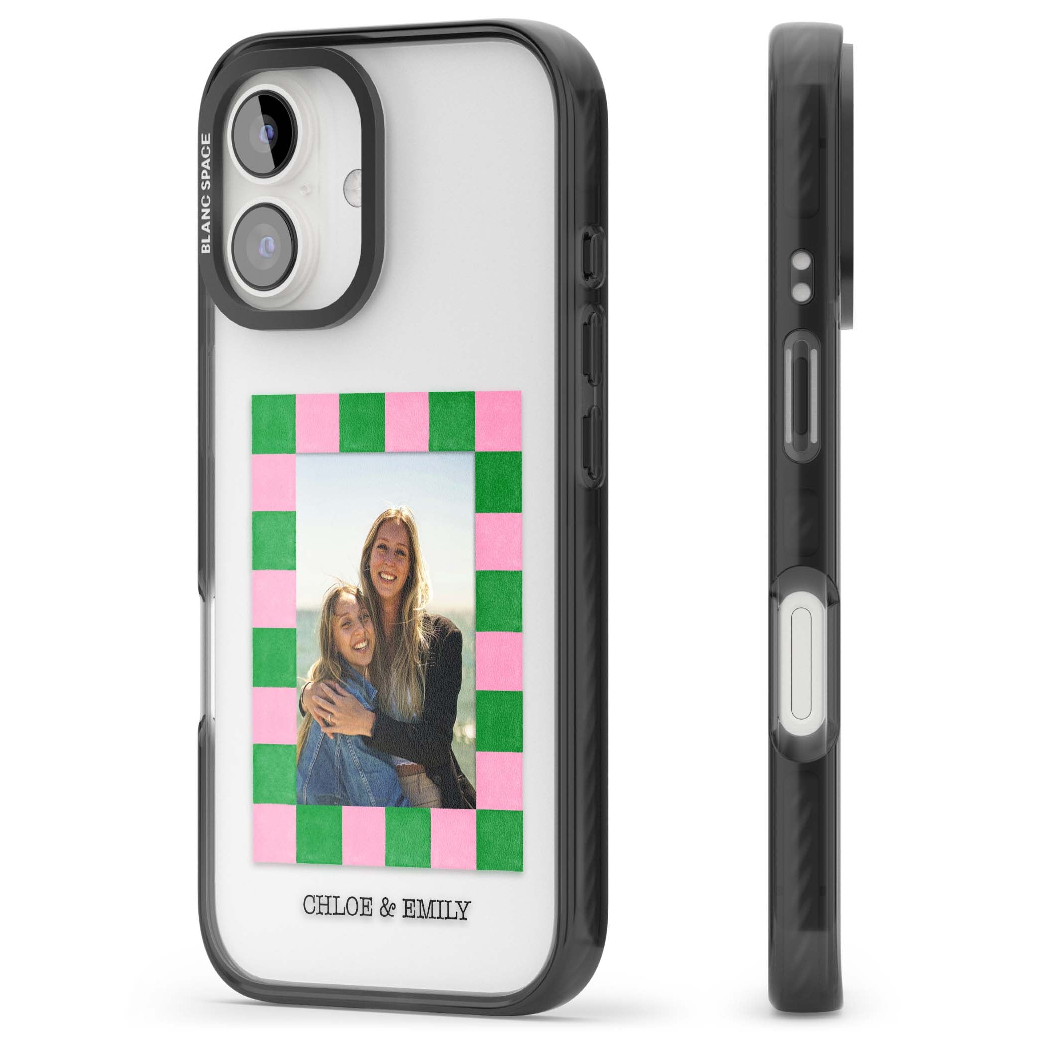 Riviera Check Photo cute iPhone case | Black Impact case for iPhone 16, iPhone 16 Plus