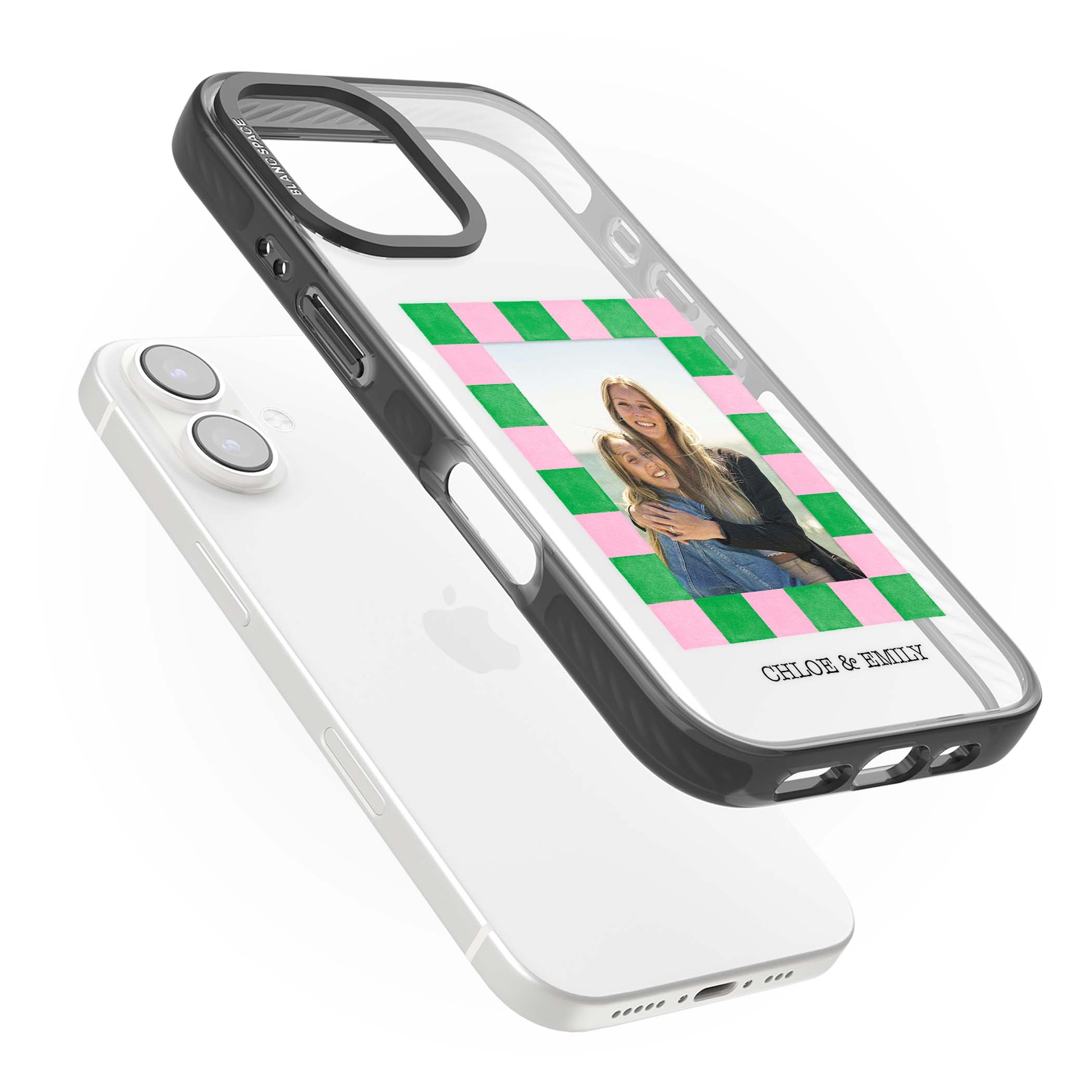 Riviera Check Photo cute iPhone case | Black Impact case for iPhone 16, iPhone 16 Plus