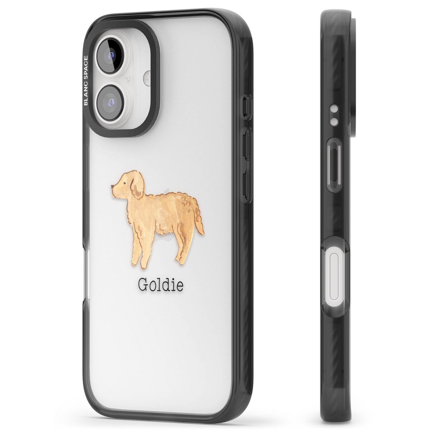 iPhone 16 Pro Max Personalised Hand Painted Goldendoodle Black Impact Phone Case