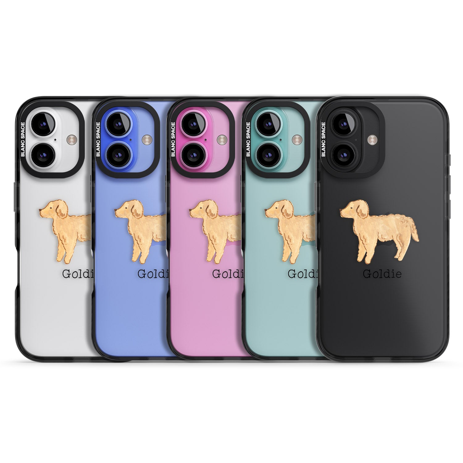 iPhone 16 Pro Max Personalised Hand Painted Goldendoodle Black Impact Phone Case