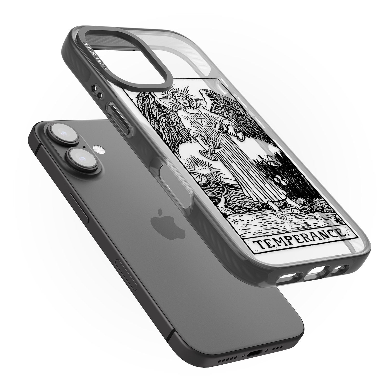 iPhone 16 Pro Max Personalised Temperance Tarot Card - Transparent Black Impact Phone Case