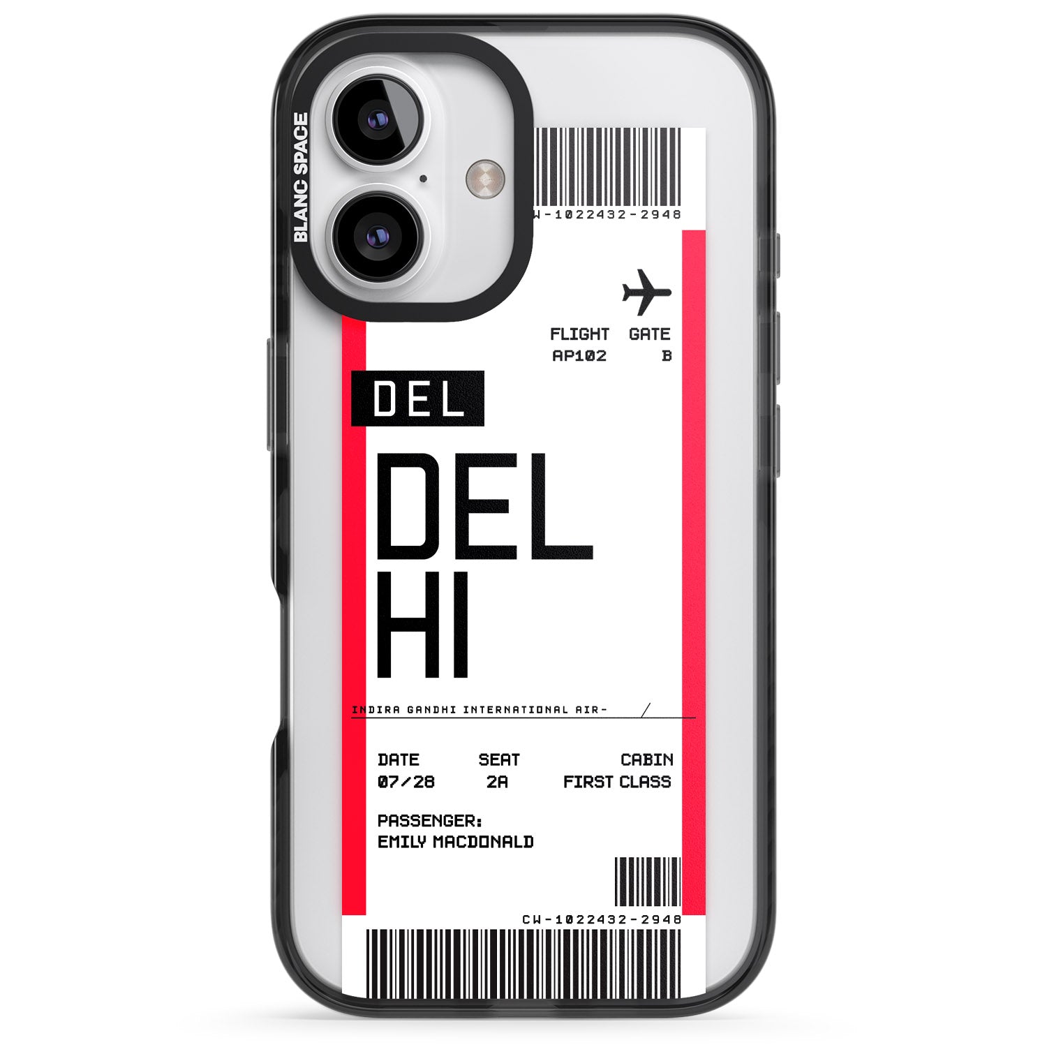 iPhone 16 Pro Max Personalised Delhi Boarding Pass Black Impact Phone Case
