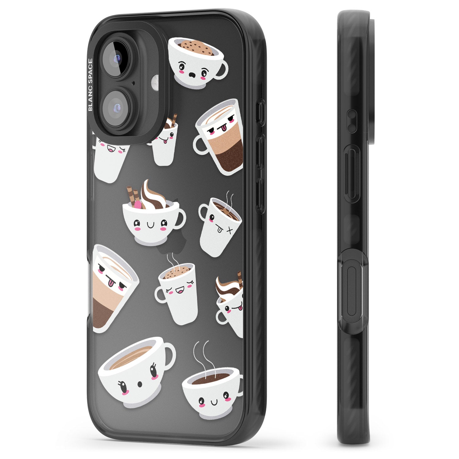iPhone 16 Pro Max Coffee Faces Black Impact Phone Case