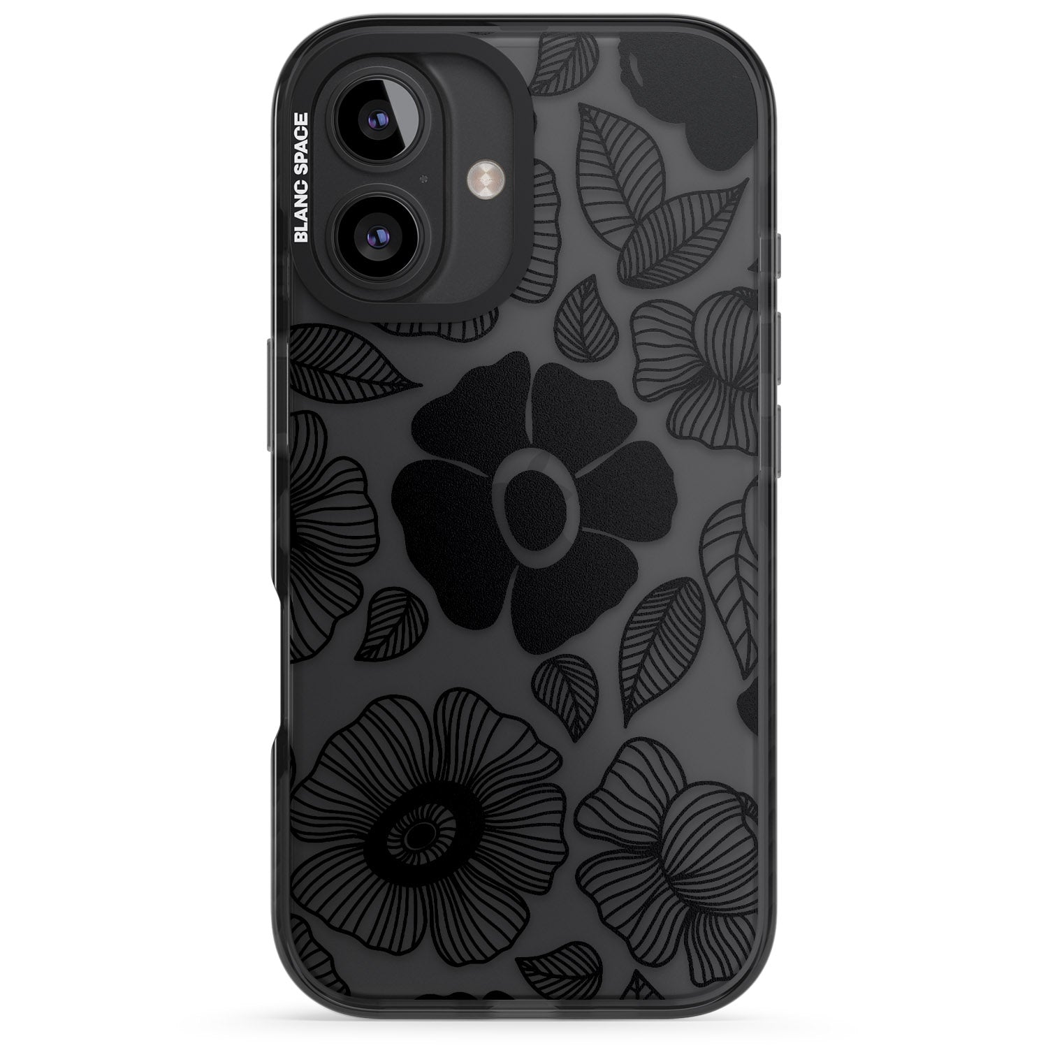 iPhone 16 Pro Max Black Flowers Black Impact Phone Case
