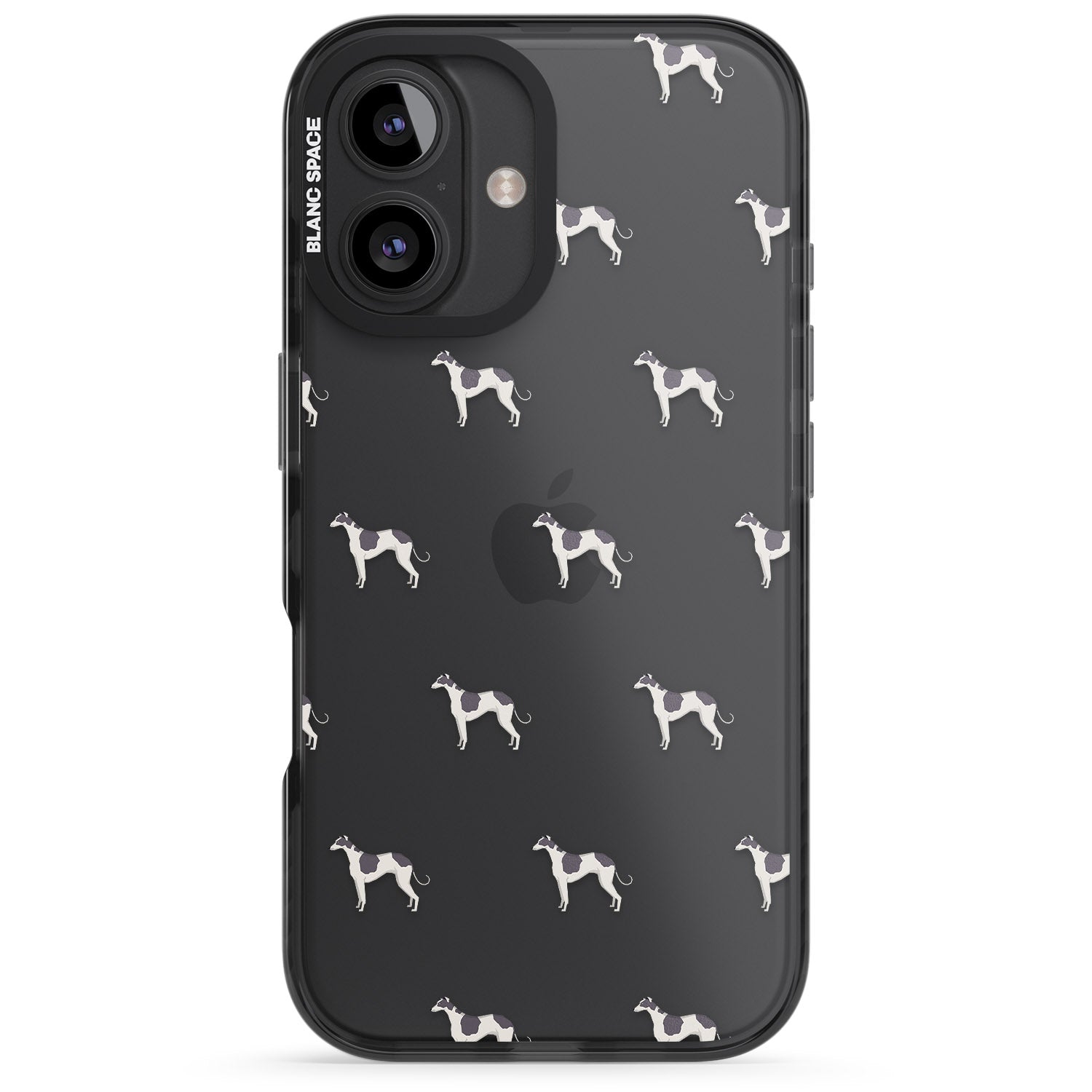 iPhone 16 Pro Max Greyhound Dog Pattern Clear Black Impact Phone Case