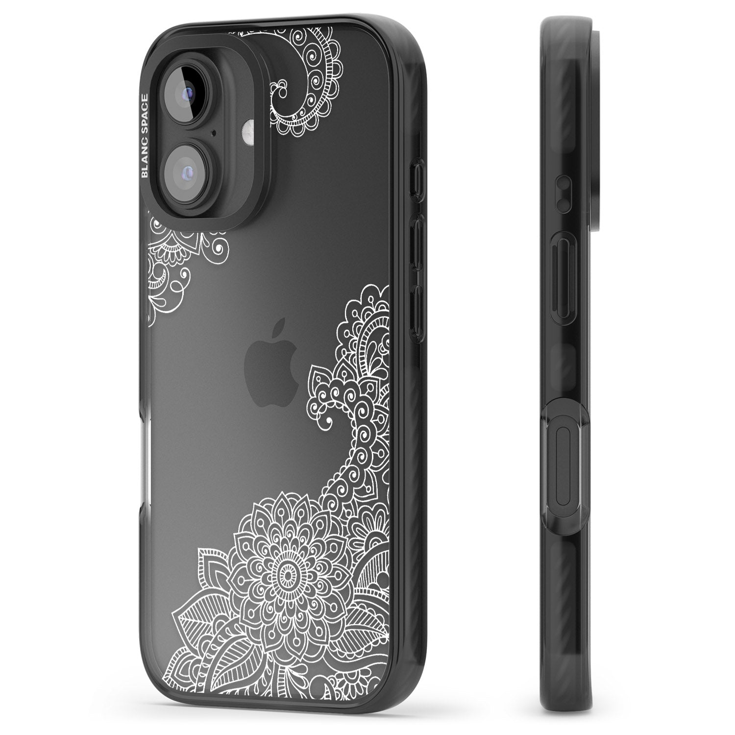 iPhone 16 Pro Max White Henna Botanicals Black Impact Phone Case