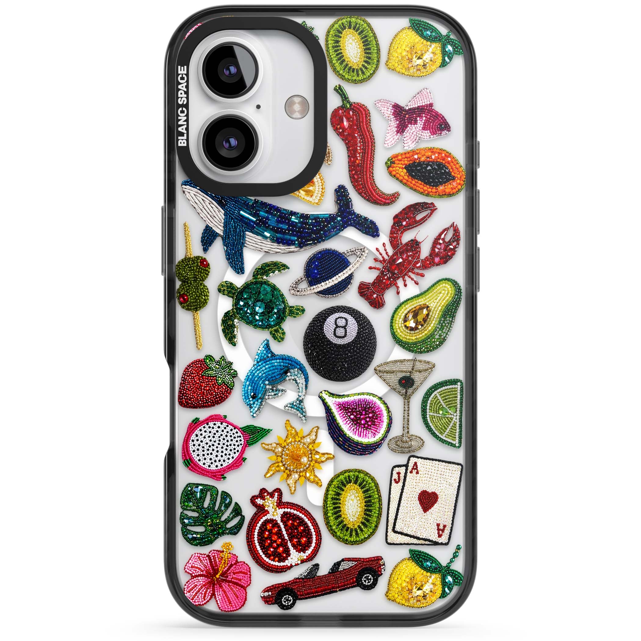 Beaded Mix cute iPhone case | Black Impact Magsafe case for iPhone 16, iPhone 16 Plus