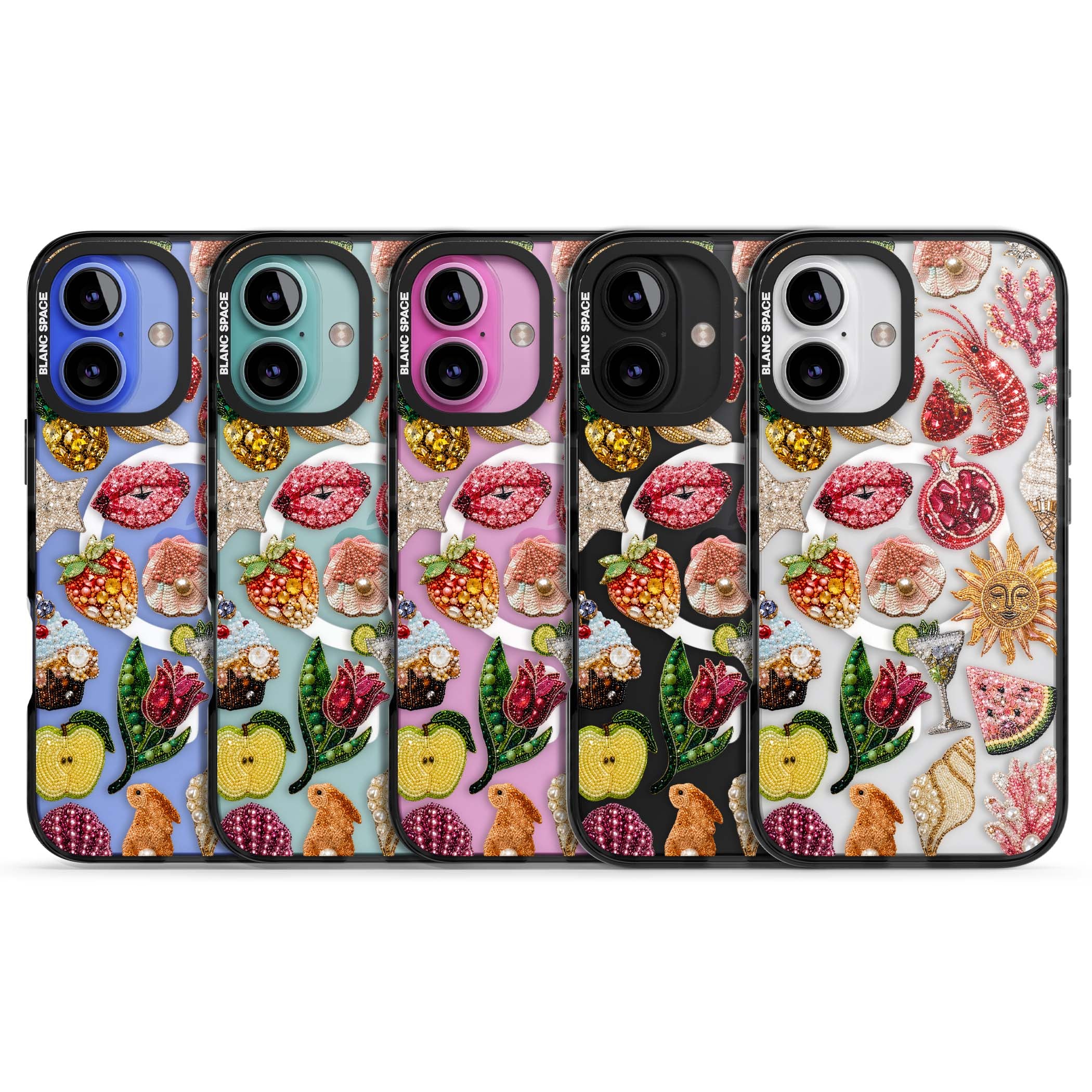 Beaded Riviera coquette iPhone case | Black Impact Magsafe case for iPhone 16, iPhone 16 Plus