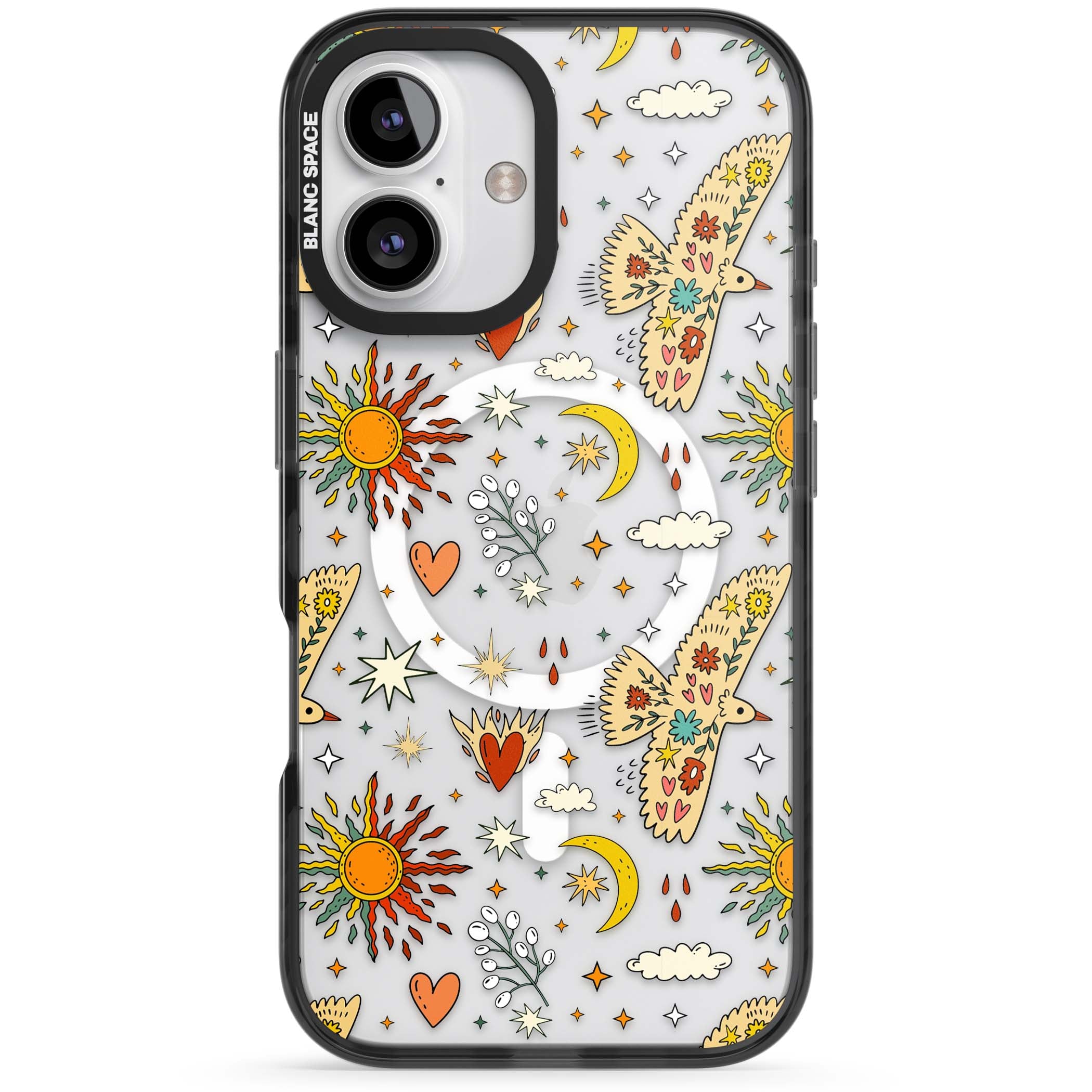 Elevate Your Phone'S Style With This Boho Celestial Sun & Eye Phone Case, Featuring A Mystical Blend Of Suns, All-Seeing Eyes, Butterflies, Stars, And