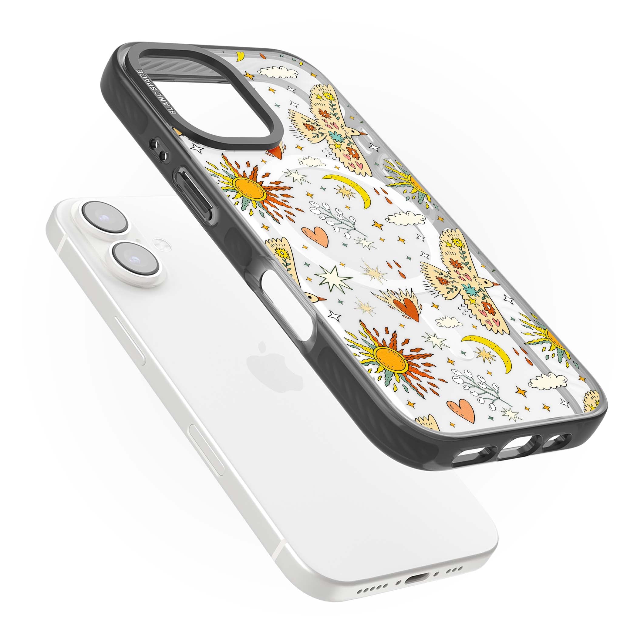 Elevate Your Phone'S Style With This Boho Celestial Sun & Eye Phone Case, Featuring A Mystical Blend Of Suns, All-Seeing Eyes, Butterflies, Stars, And