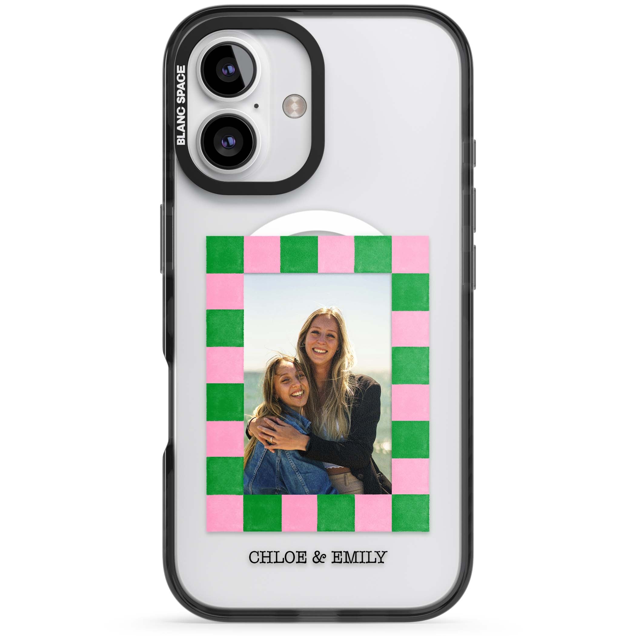 Riviera Check Photo cute iPhone case | Black Impact Magsafe case for iPhone 16, iPhone 16 Plus