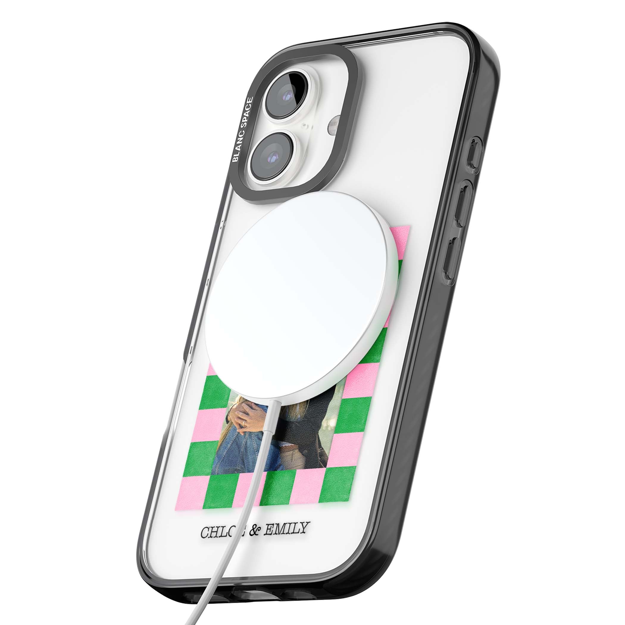 Riviera Check Photo cute iPhone case | Black Impact Magsafe case for iPhone 16, iPhone 16 Plus