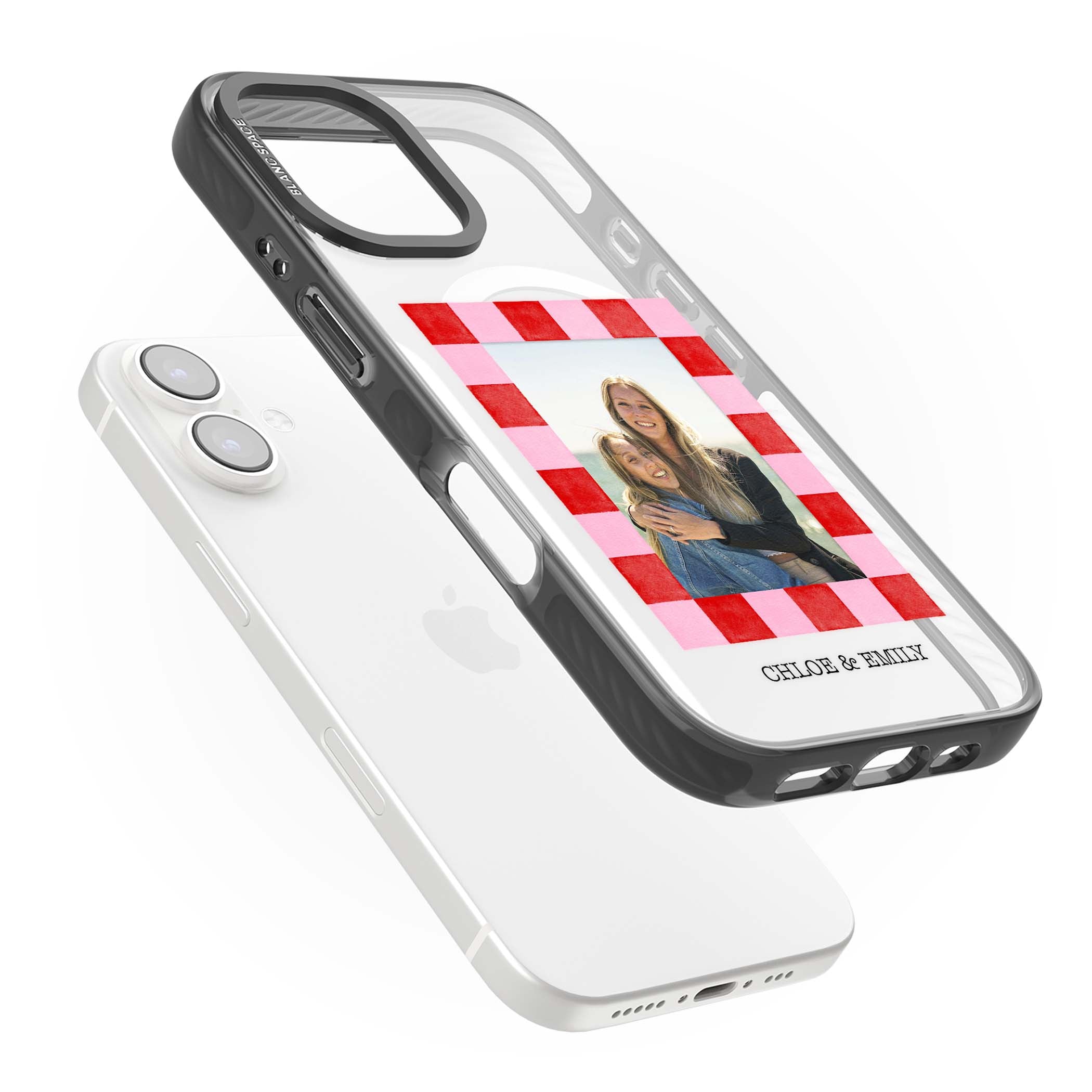 Bubblegum Check Photo for her iPhone case | Black Impact Magsafe case for iPhone 16, iPhone 16 Plus