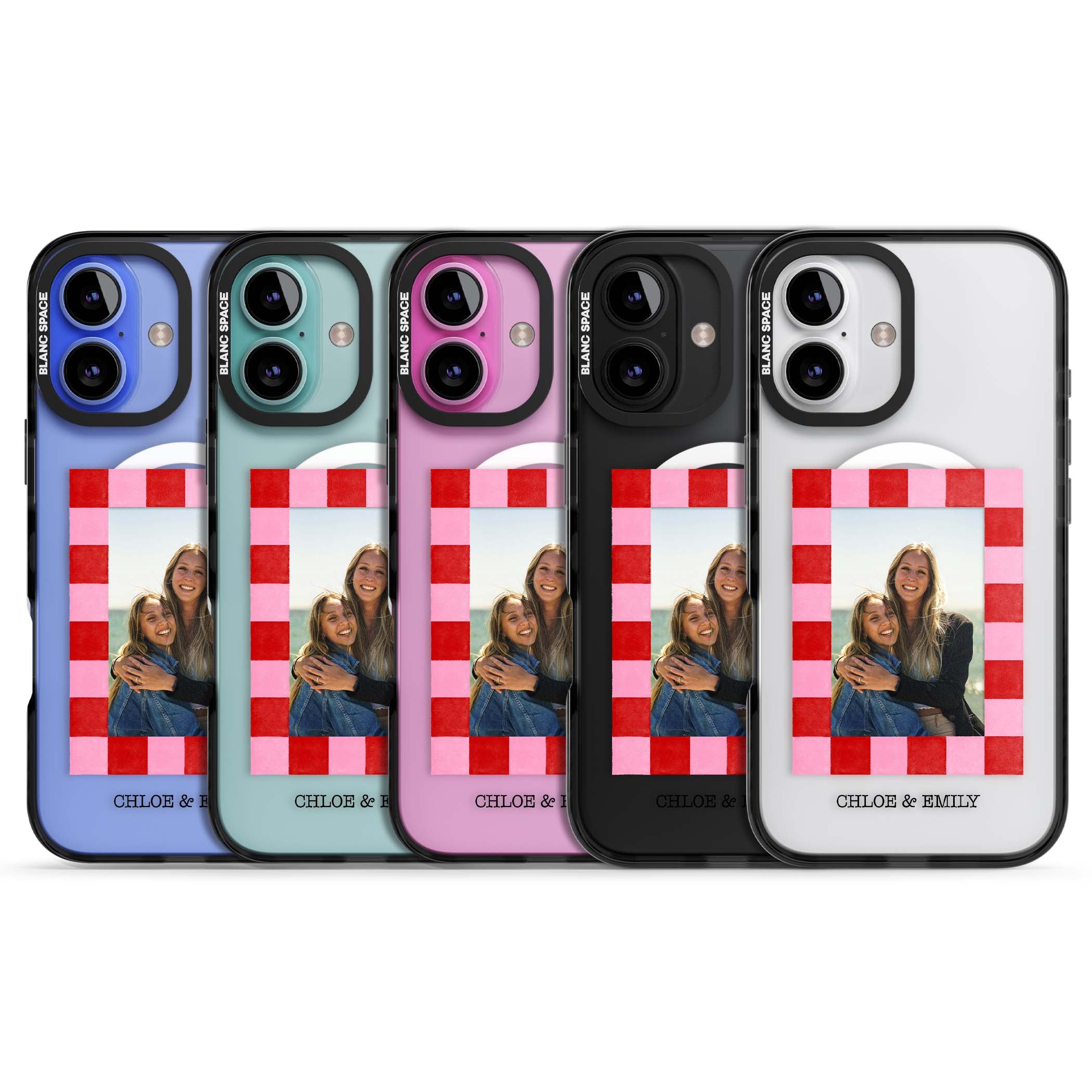 Bubblegum Check Photo for her iPhone case | Black Impact Magsafe case for iPhone 16, iPhone 16 Plus
