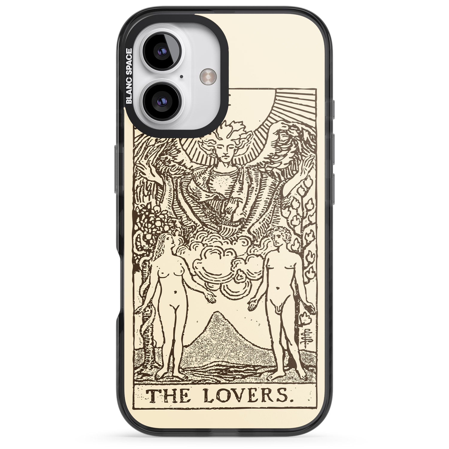iPhone 16 Pro Max Personalised The Lovers Tarot Card - Solid Cream Black Impact Phone Case