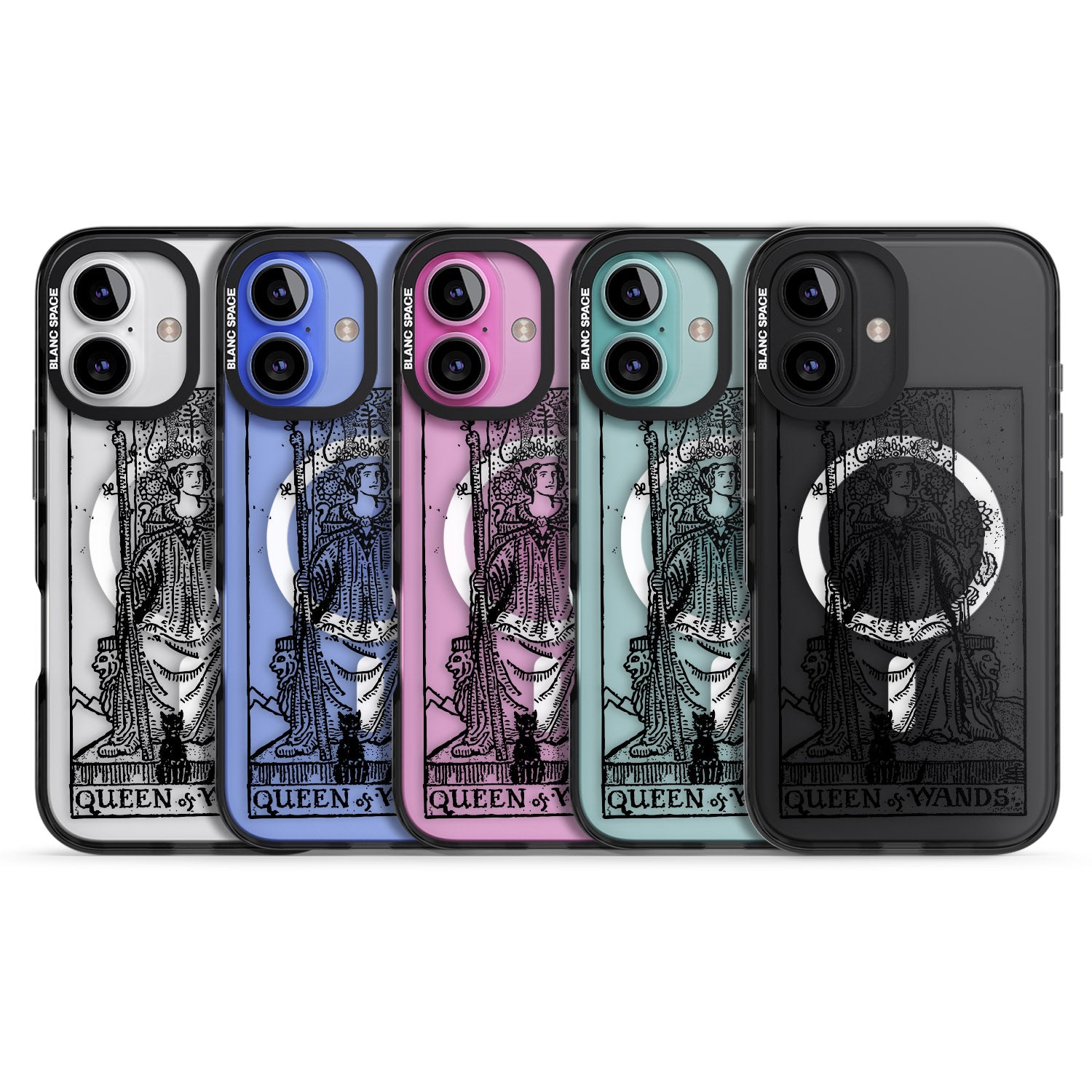 iPhone 16 Pro Max Personalised Queen of Wands Tarot Card - Transparent Black Impact Phone Case