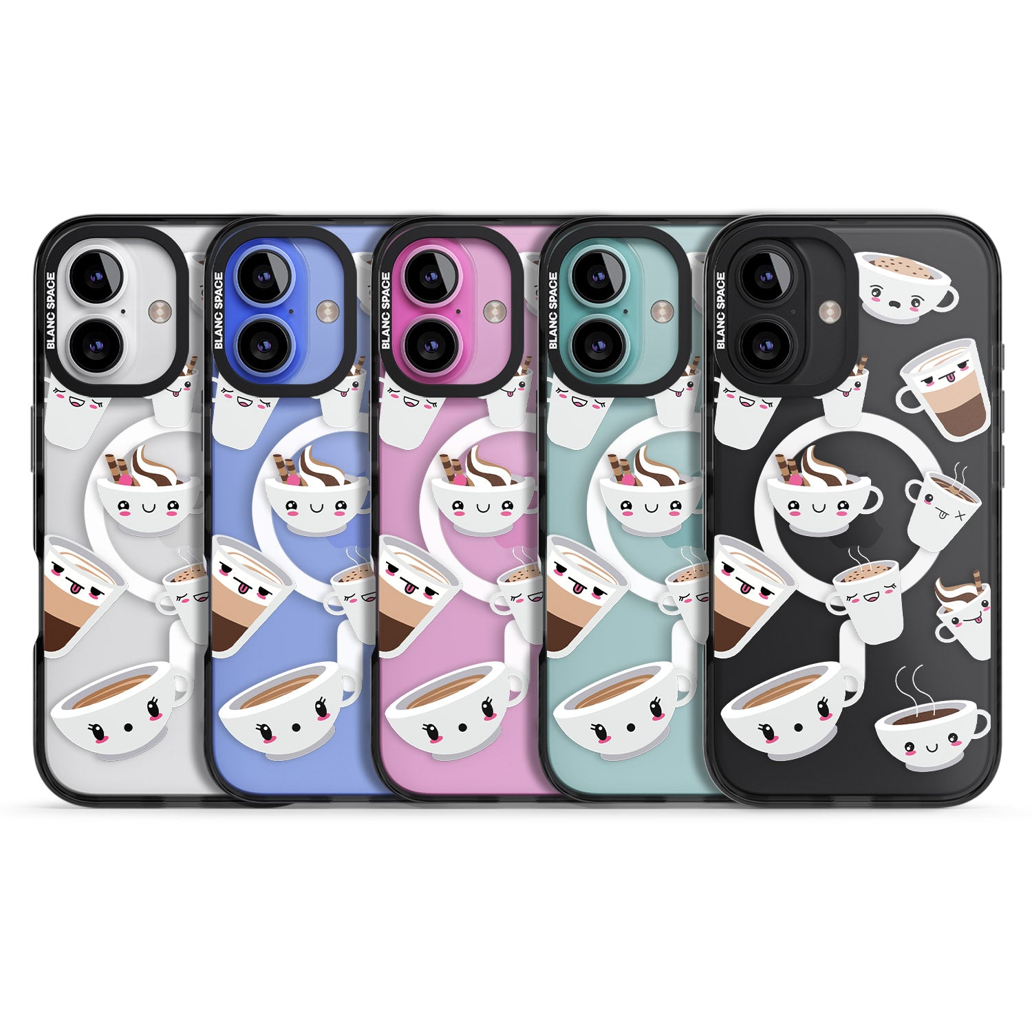 iPhone 16 Pro Max Coffee Faces Black Impact Phone Case