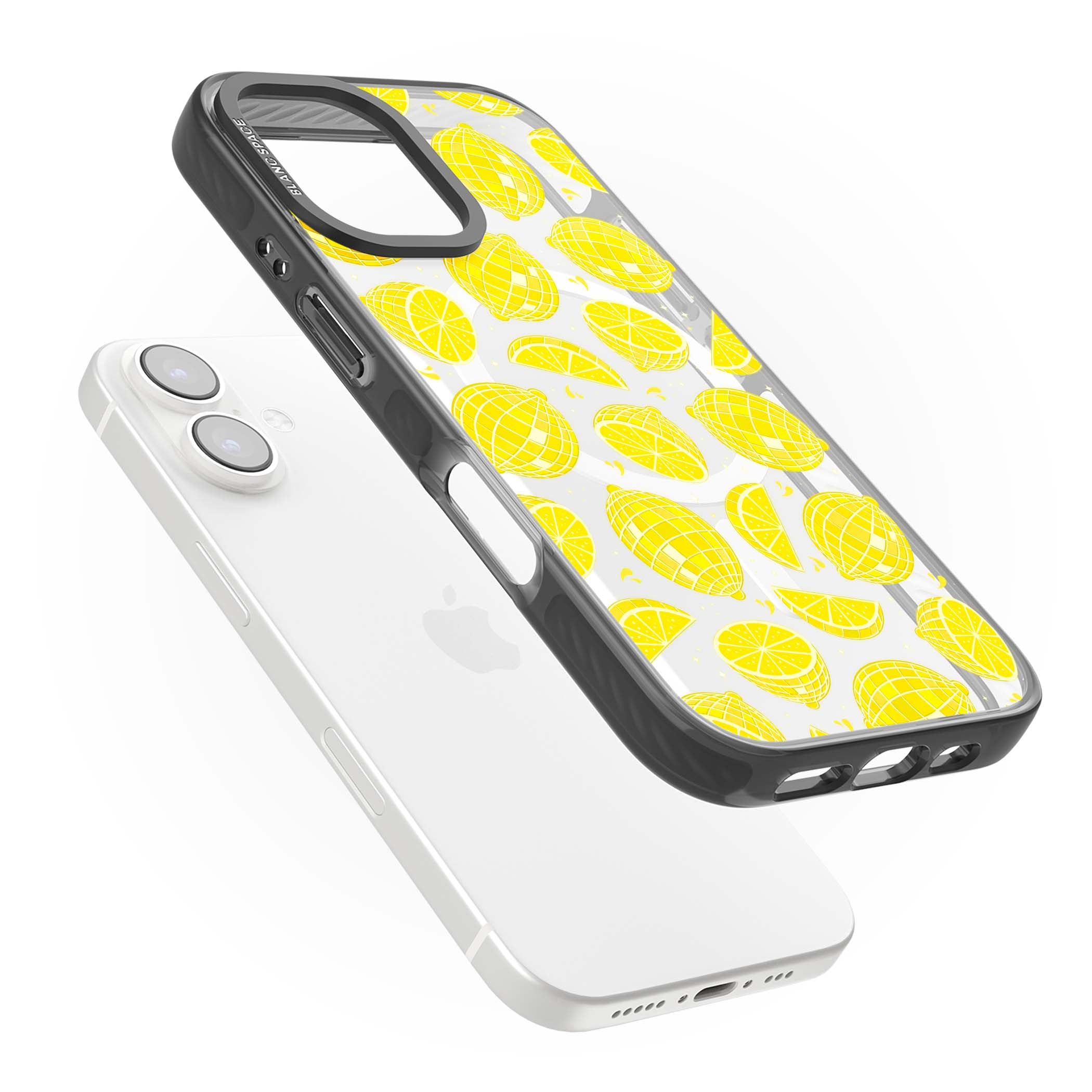 Disco Lemons citrus iPhone case featuring mirrorball lemons, sliced fruit and sparkle accents | Black Impact Magsafe case for iPhone 16, iPhone 16 Plus