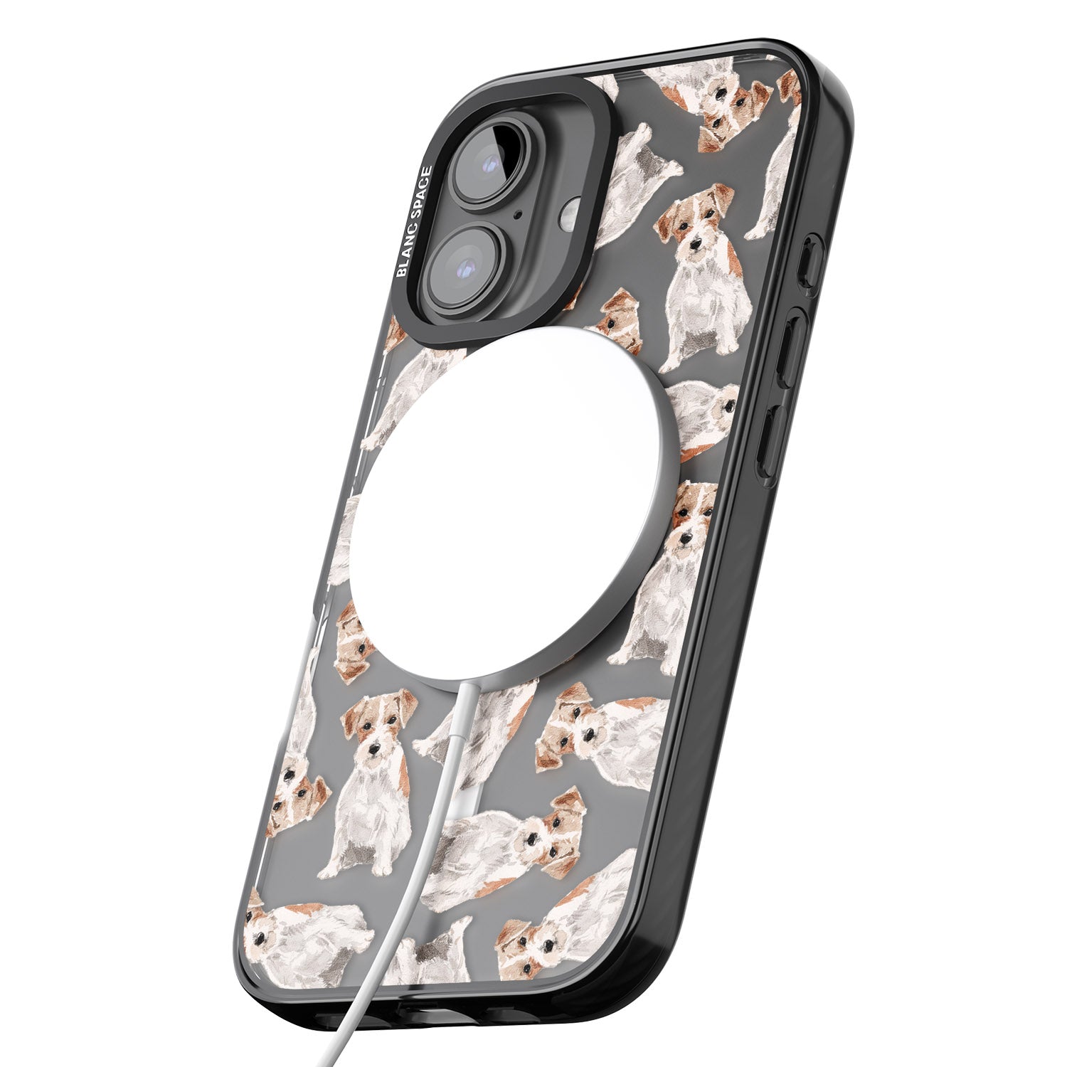 iPhone 16 Pro Max Wirehaired Jack Russell Watercolour Dog Pattern Black Impact Phone Case