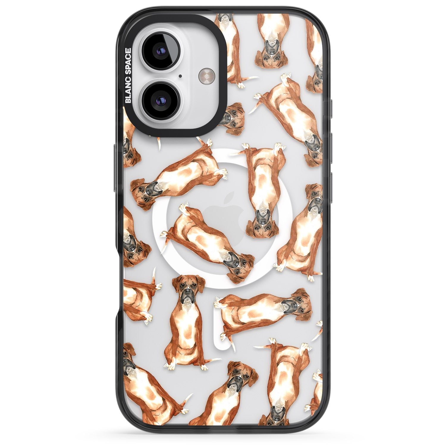 iPhone 16 Pro Max Boxer Watercolour Dog Pattern Black Impact Phone Case