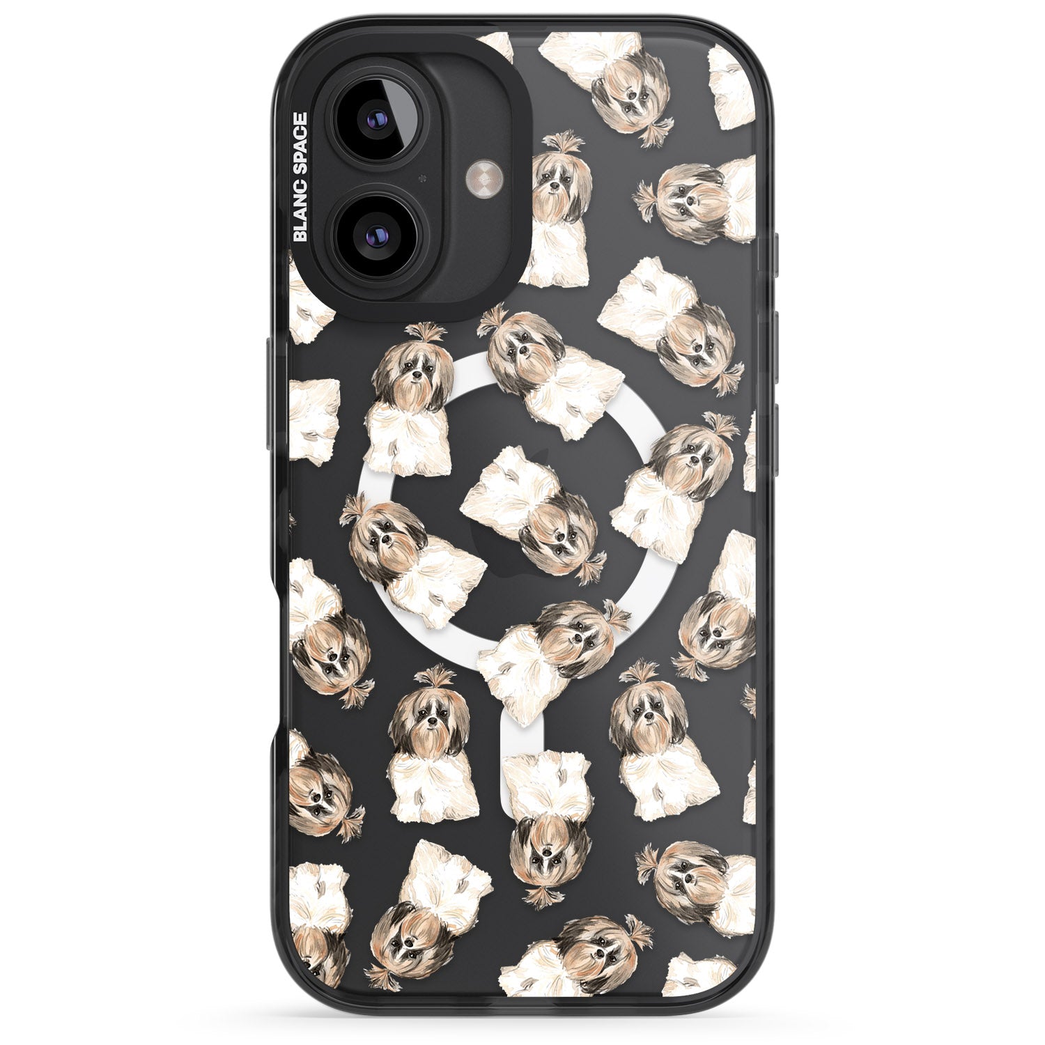 iPhone 16 Pro Max Shih tzu (Long Hair) Watercolour Dog Pattern Black Impact Phone Case