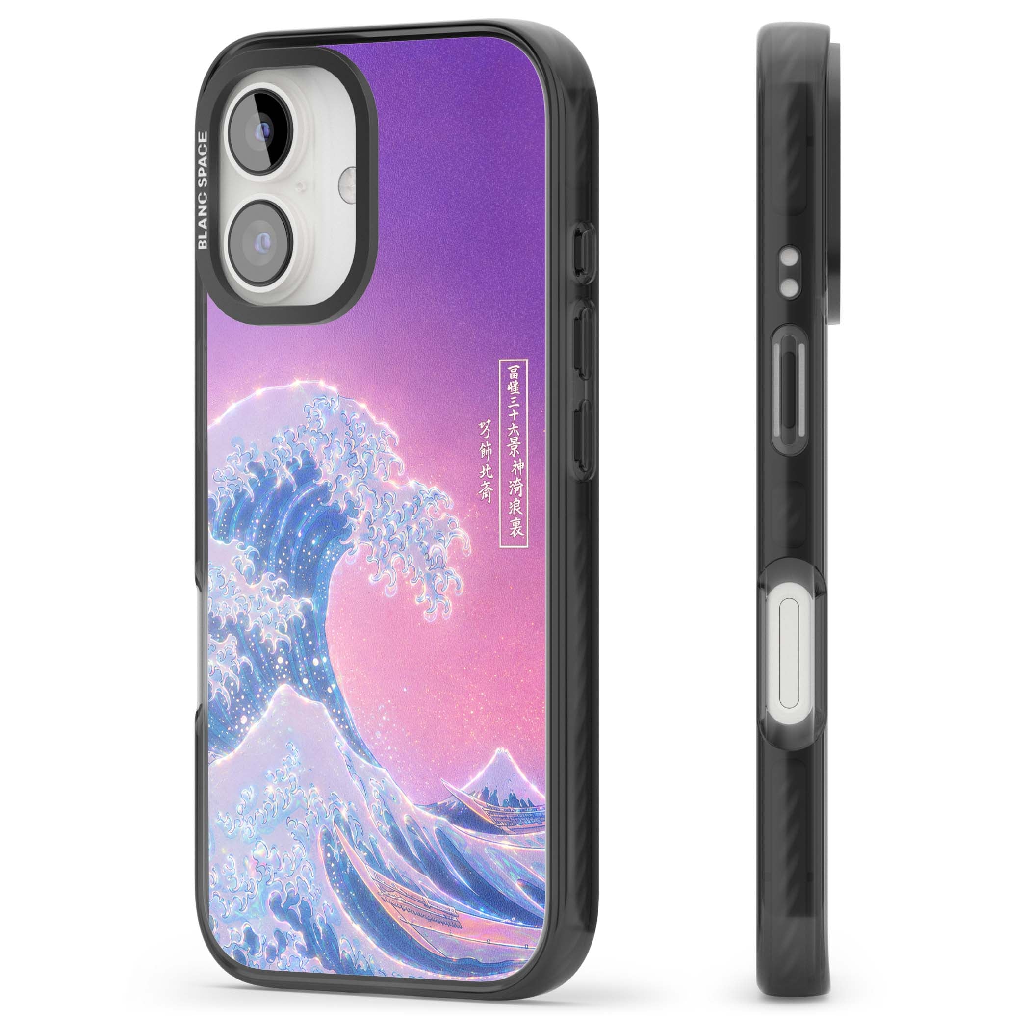 The Great Opal Wave Japanese iPhone case featuring Hokusai's great wave in iridescent pastels with lilac sky and Mou | Black Impact Magsafe case for iPhone 16, iPhone 16 Plus