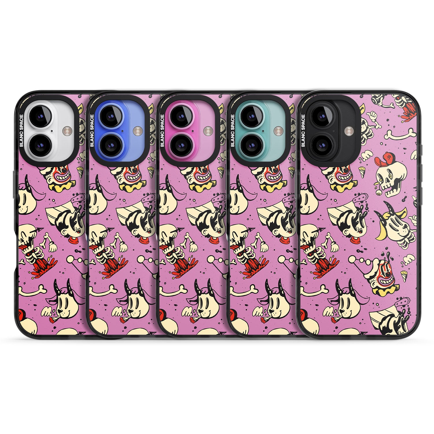 iPhone 16 Pro Max Purple Retro Halloween Pattern Black Impact Phone Case