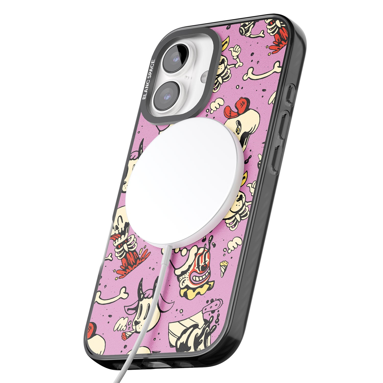 iPhone 16 Pro Max Purple Retro Halloween Pattern Black Impact Phone Case