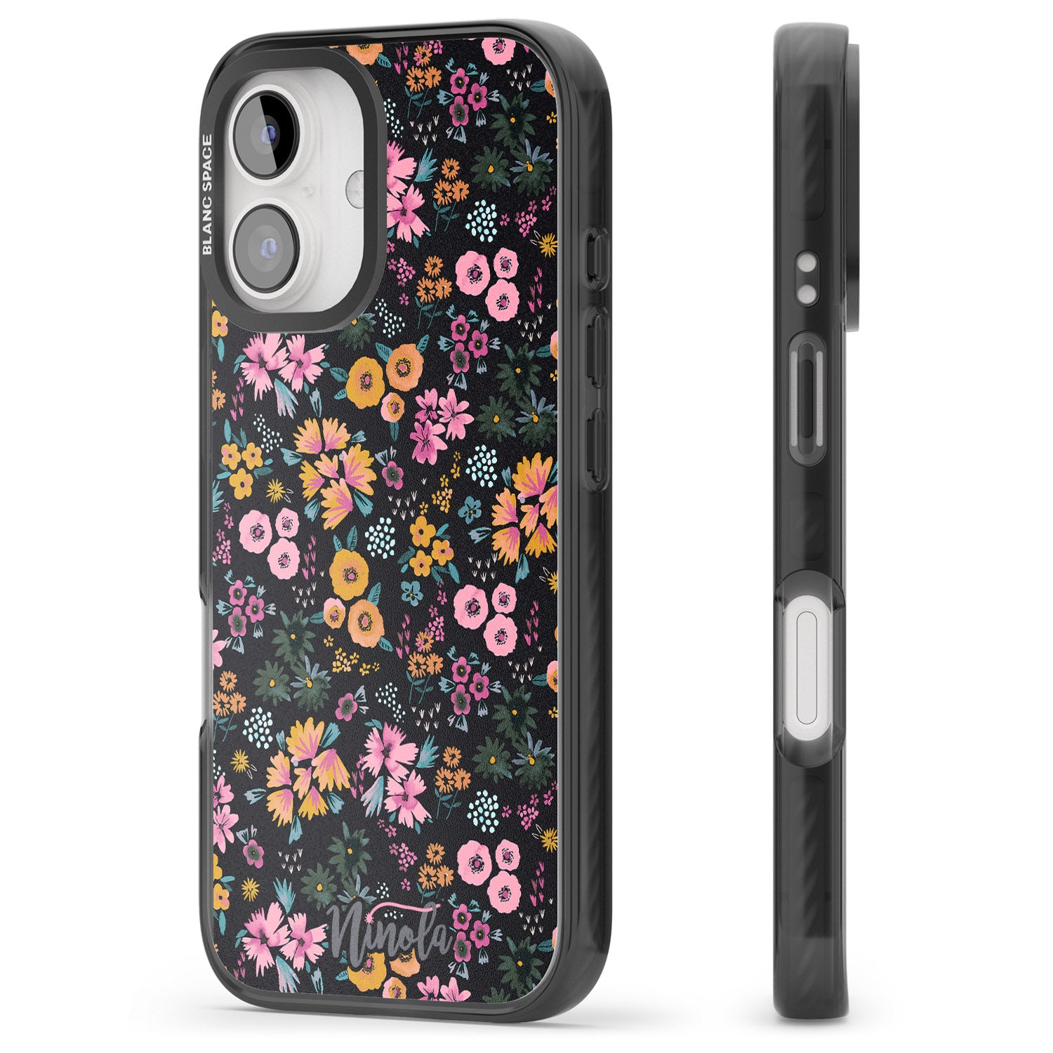 iPhone 16 Pro Max Little Flowers Black Impact Phone Case