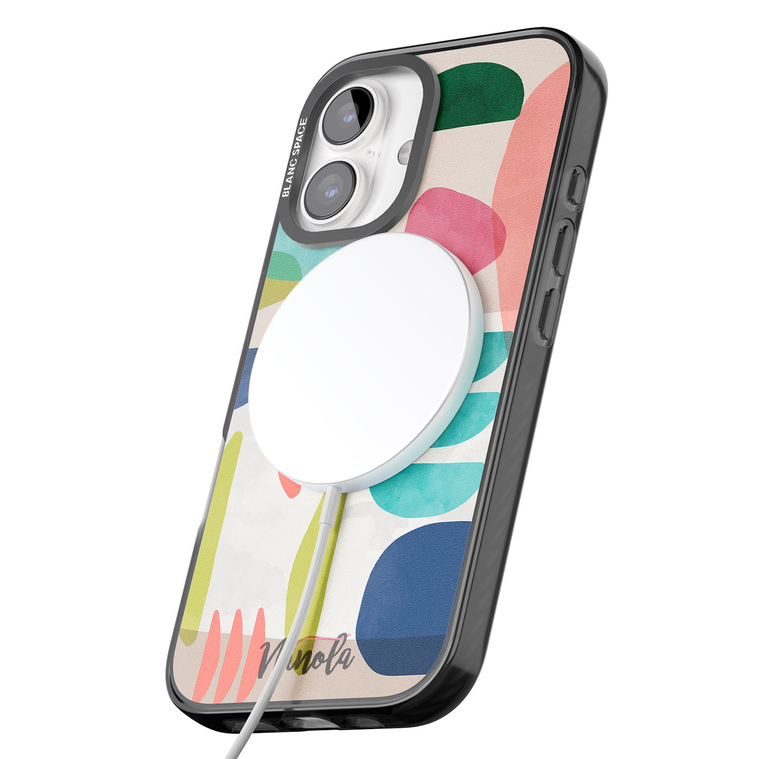 iPhone 16 Pro Max Organic Bold Shapes Black Impact Phone Case