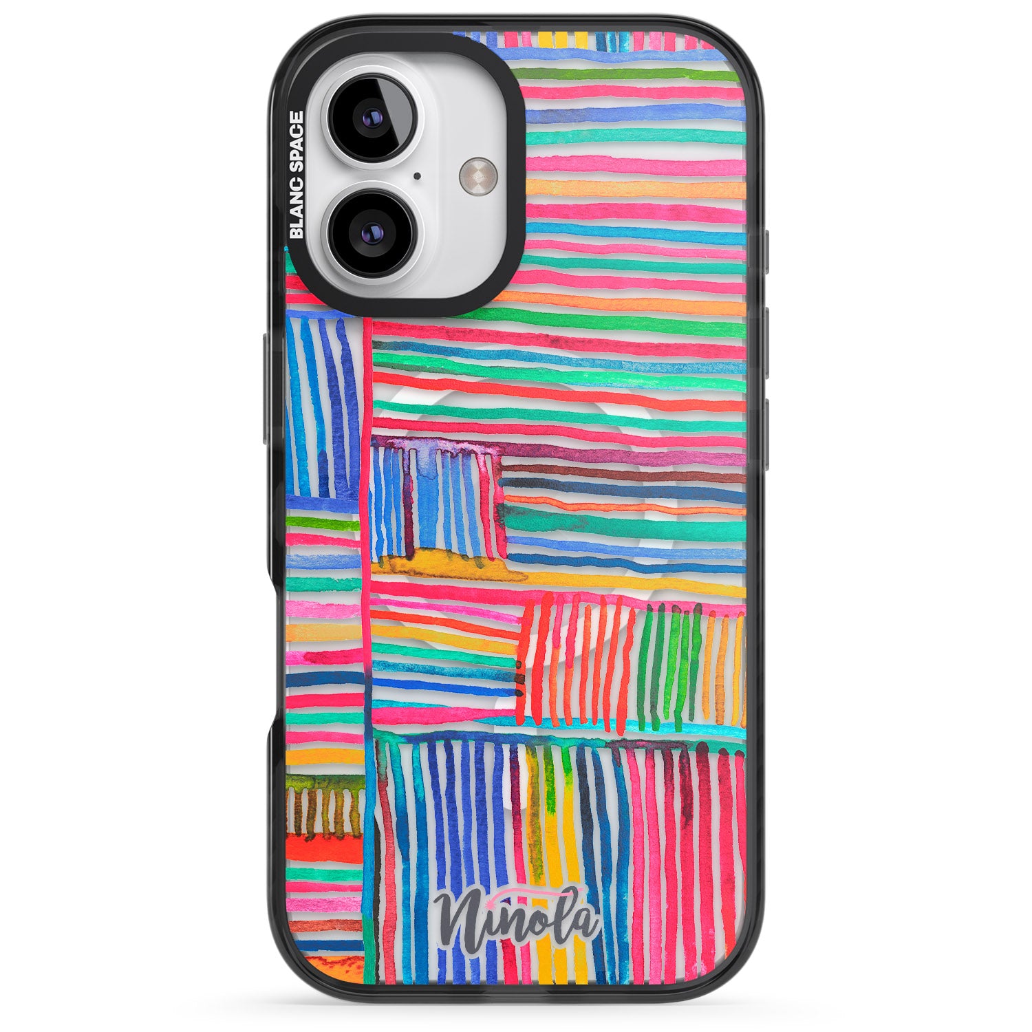 iPhone 16 Pro Max Watercolor Relaxing Lines Black Impact Phone Case