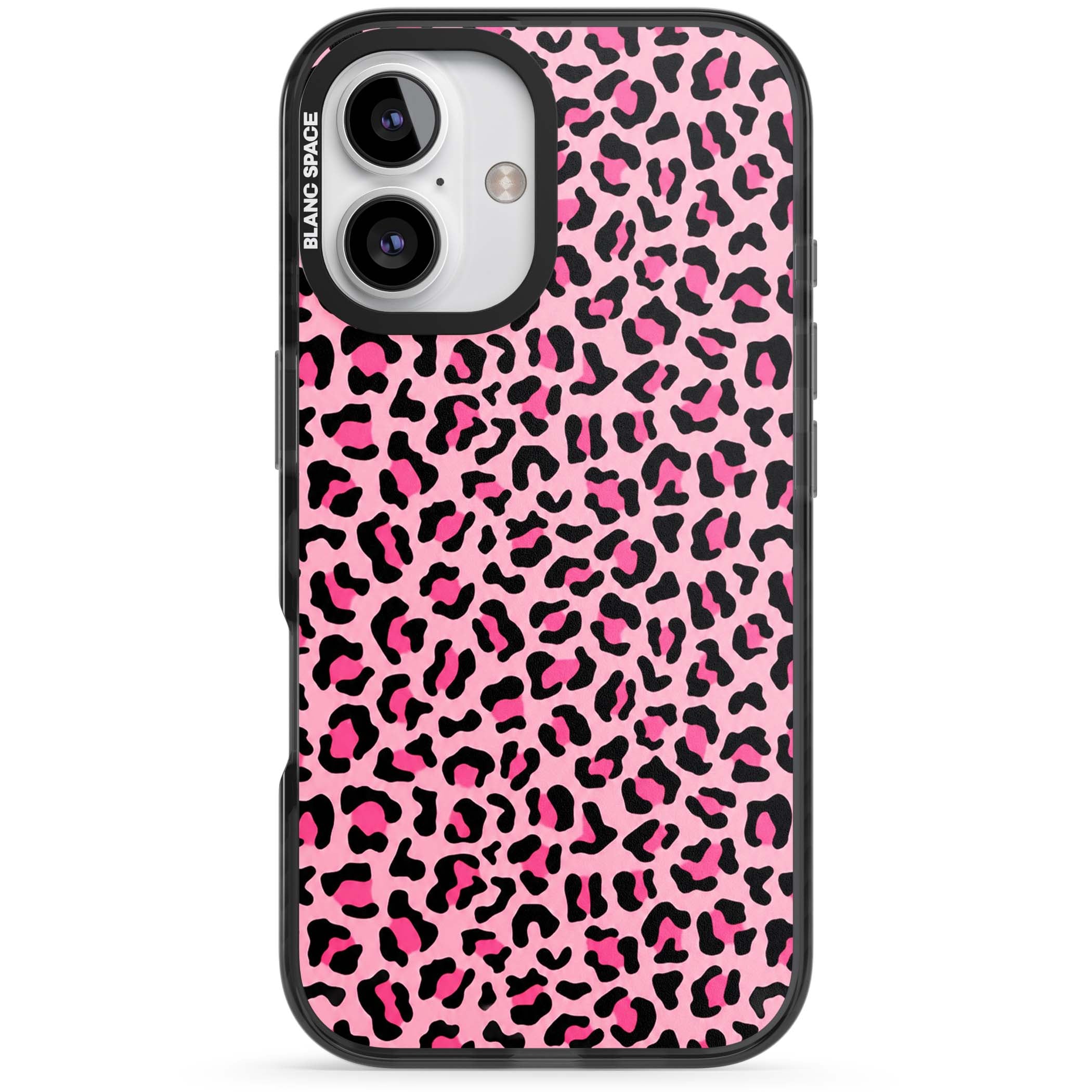 Pink Leopard baddie iPhone case | Black Impact Magsafe case for iPhone 16, iPhone 16 Plus