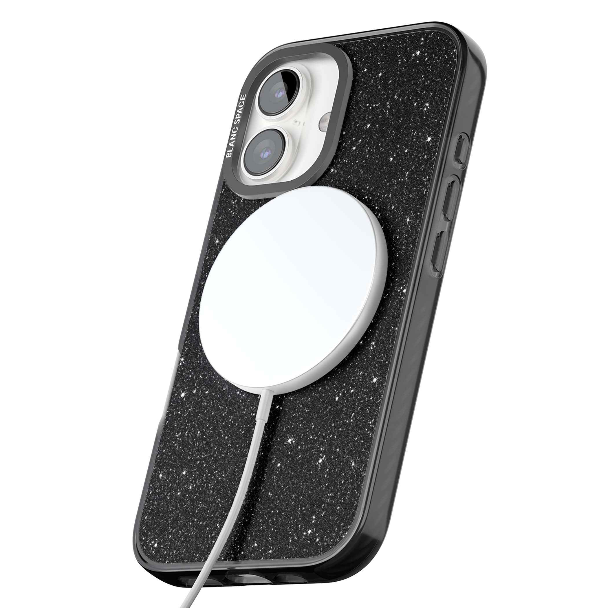 Black Glitter black glitter iPhone case featuring an all-over sparkly shimmer pattern on a jet black base | Black Impact Magsafe case for iPhone 16, iPhone 16 Plus