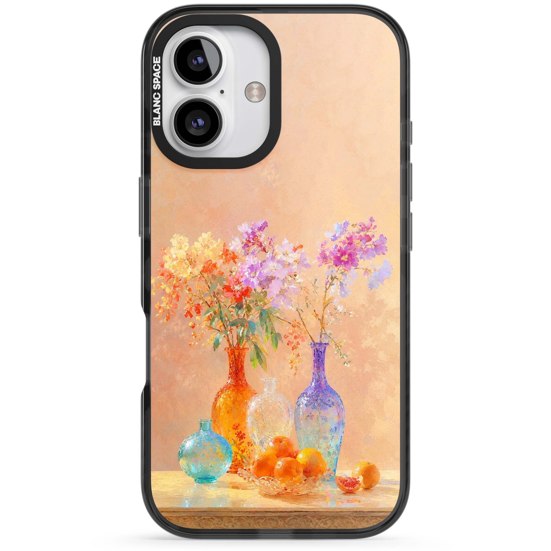Peach Glass art iPhone case | Black Impact Magsafe case for iPhone 16, iPhone 16 Plus