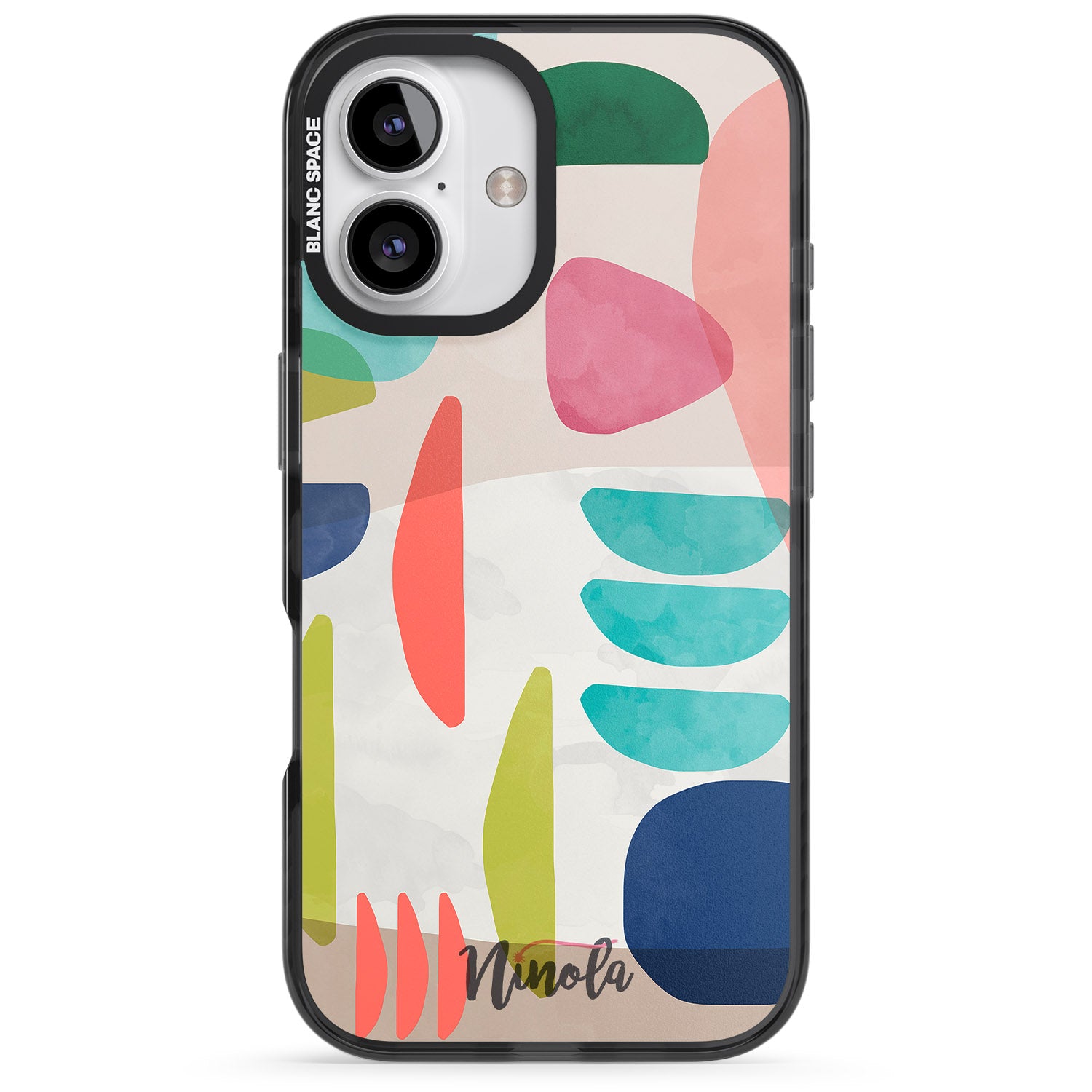 iPhone 16 Pro Max Organic Bold Shapes Black Impact Phone Case