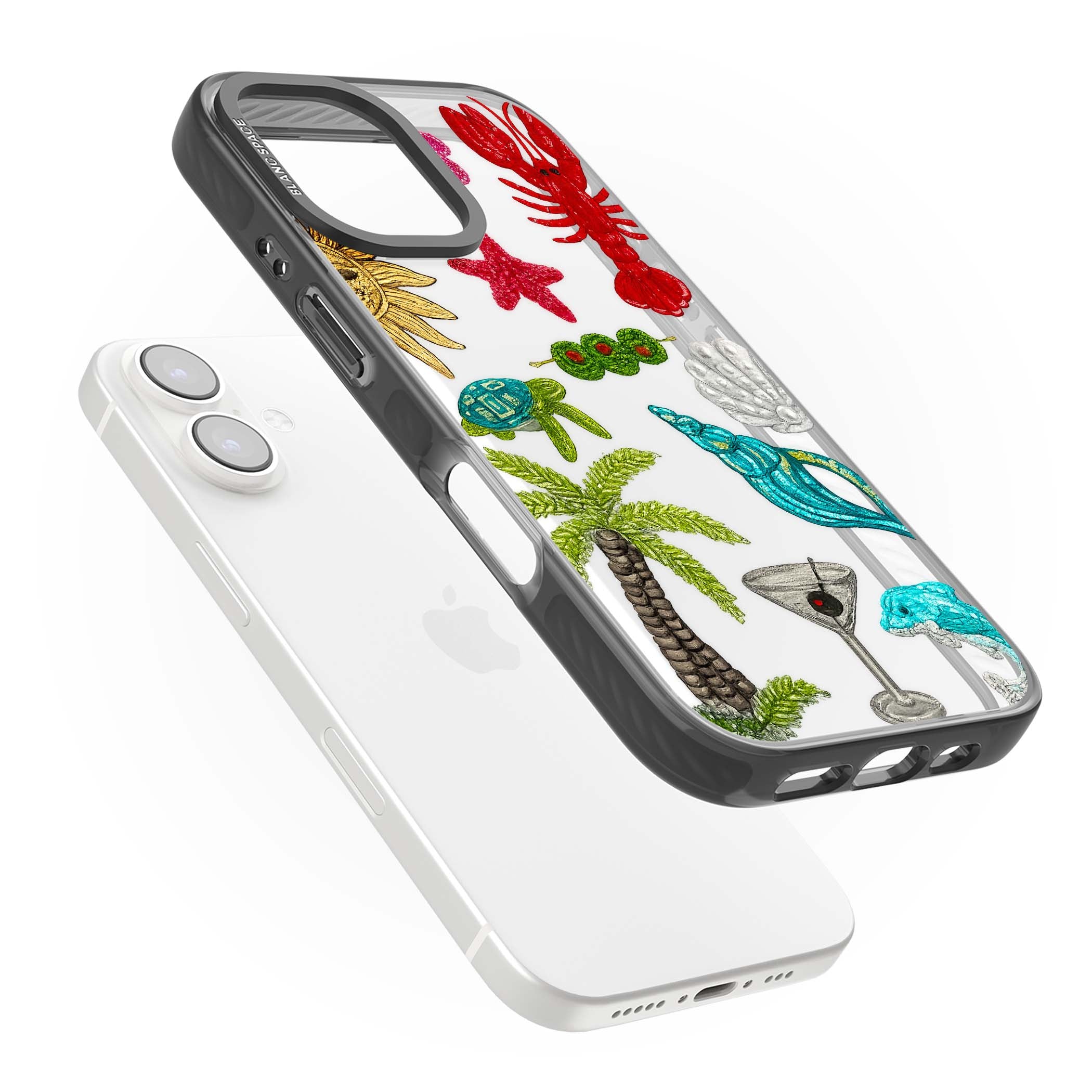 Painted Coastal Pattern coastal iPhone case | Black Impact case for iPhone 16, iPhone 16 Plus