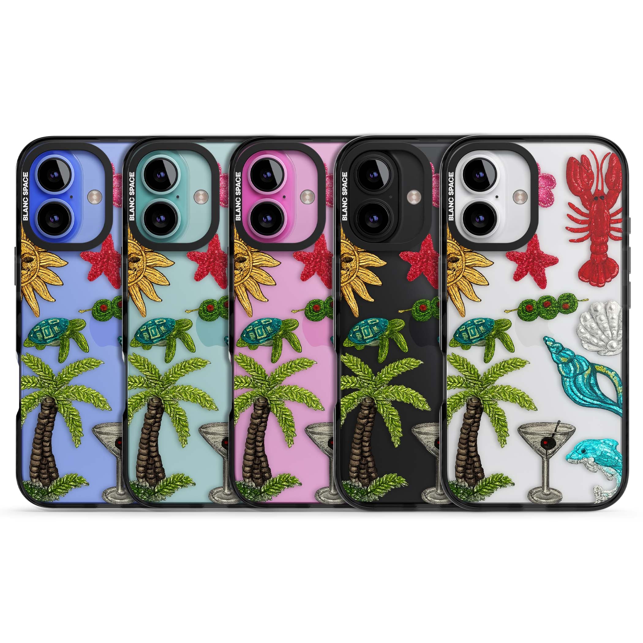 Painted Coastal Pattern coastal iPhone case | Black Impact case for iPhone 16, iPhone 16 Plus