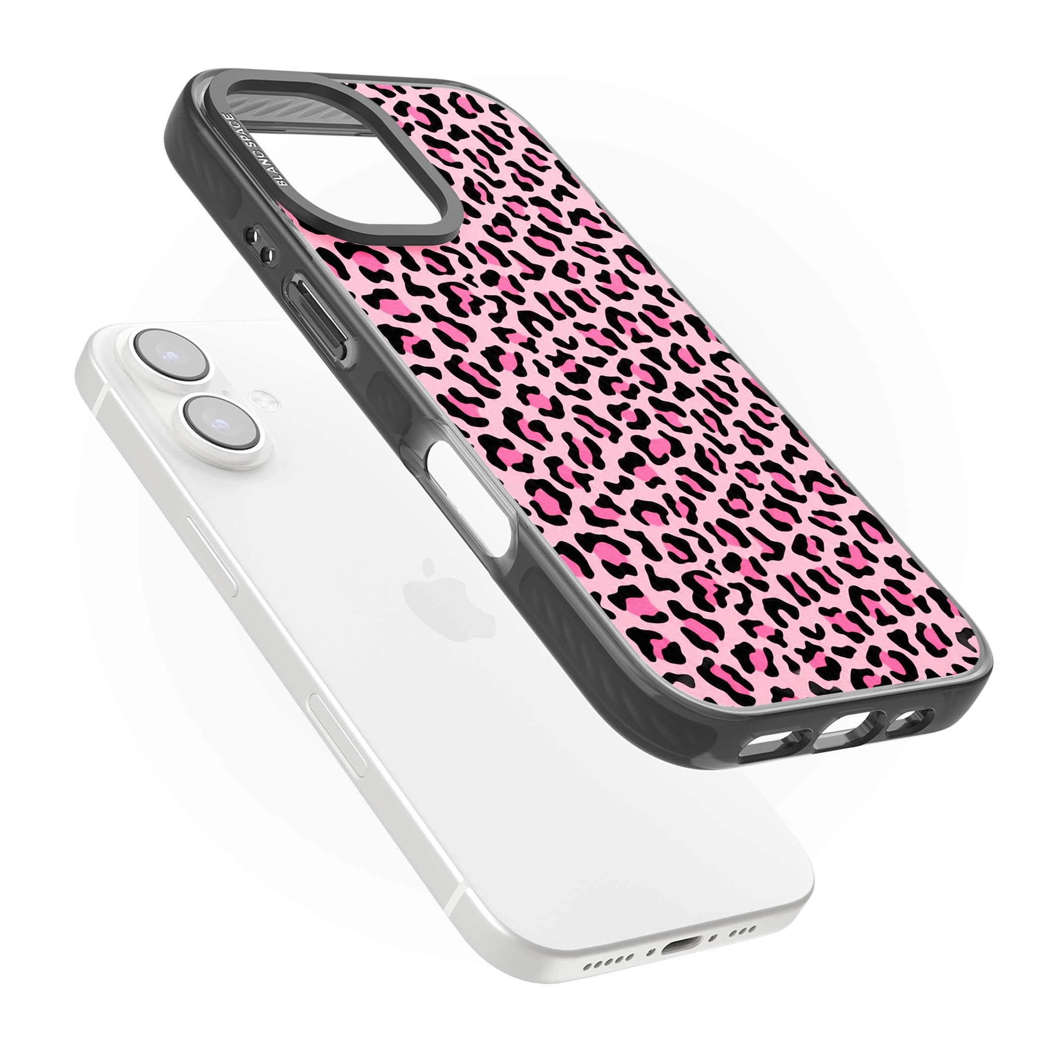 Pink Leopard baddie iPhone case | Black Impact case for iPhone 16, iPhone 16 Plus