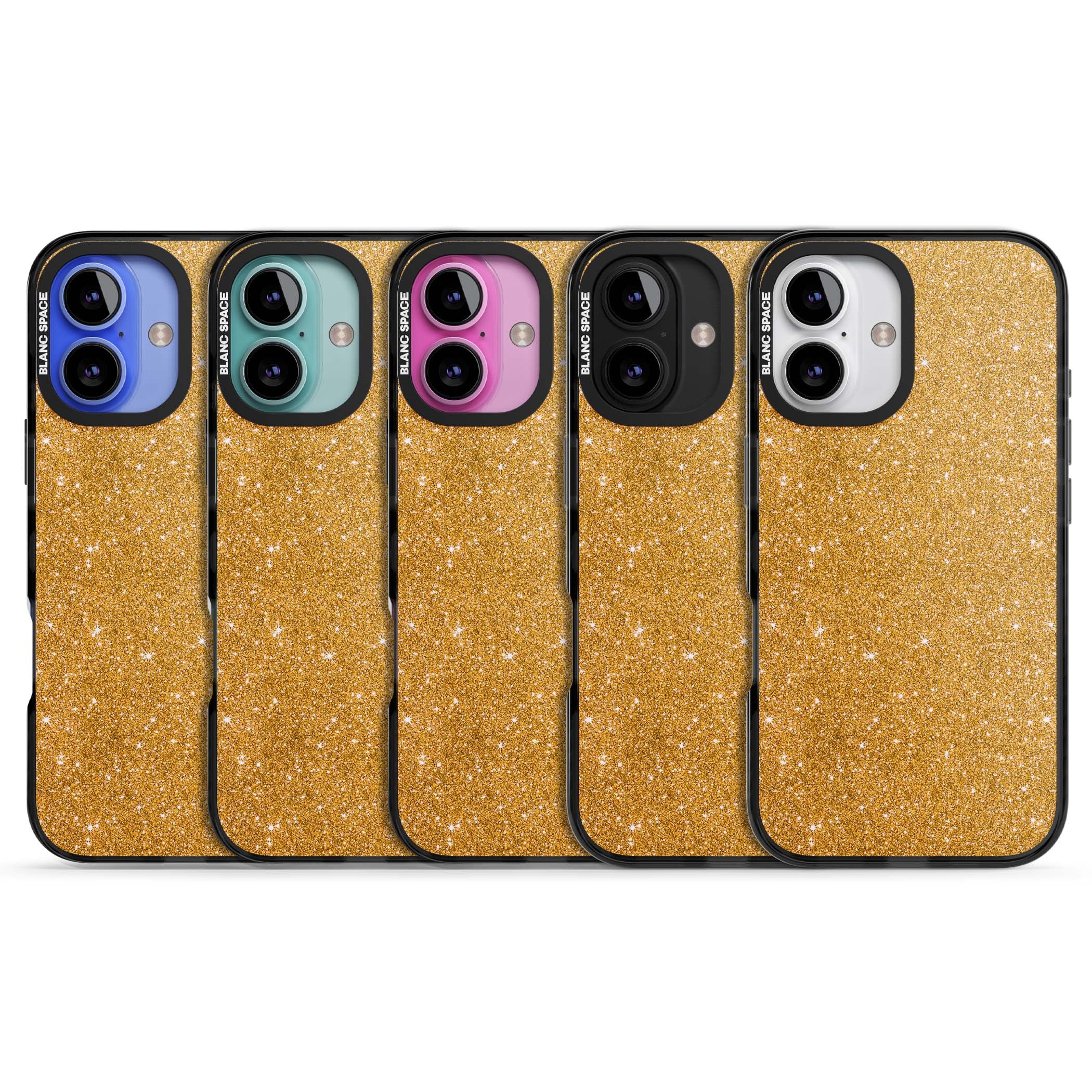Gold Glitter gold glitter iPhone case featuring a shimmering sparkle wallpaper design in luxury gold | Black Impact case for iPhone 16, iPhone 16 Plus