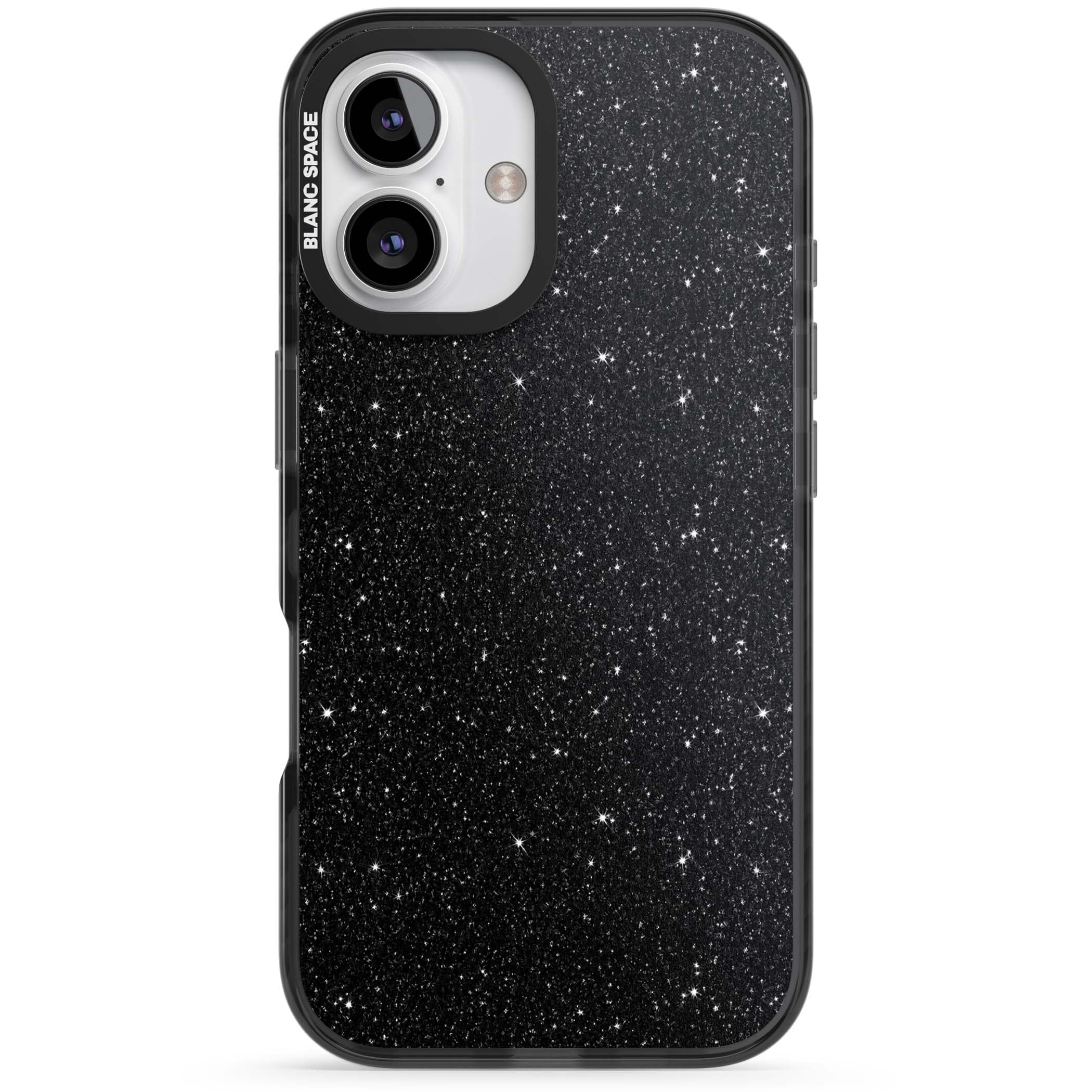 Black Glitter black glitter iPhone case featuring an all-over sparkly shimmer pattern on a jet black base | Black Impact case for iPhone 16, iPhone 16 Plus