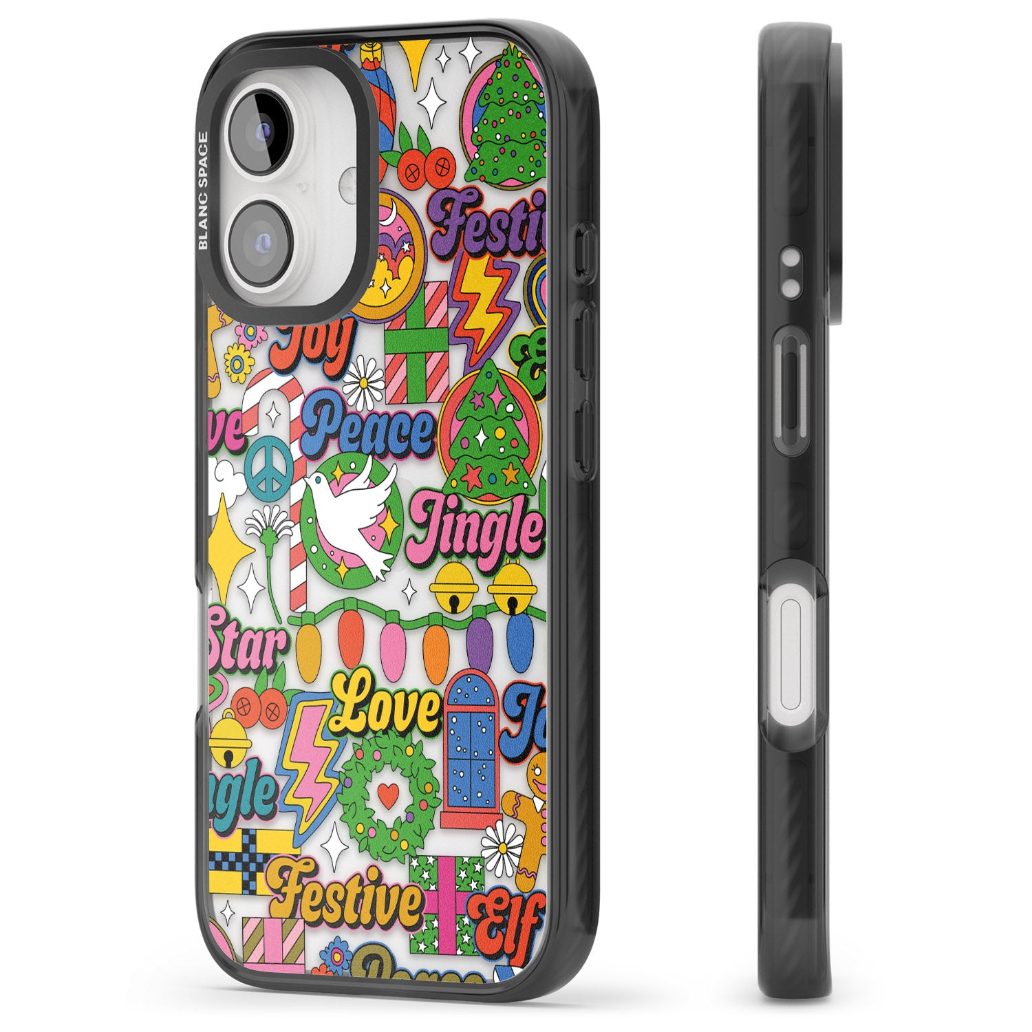 iPhone 16 Pro Max Peace & Festivities Black Impact Phone Case