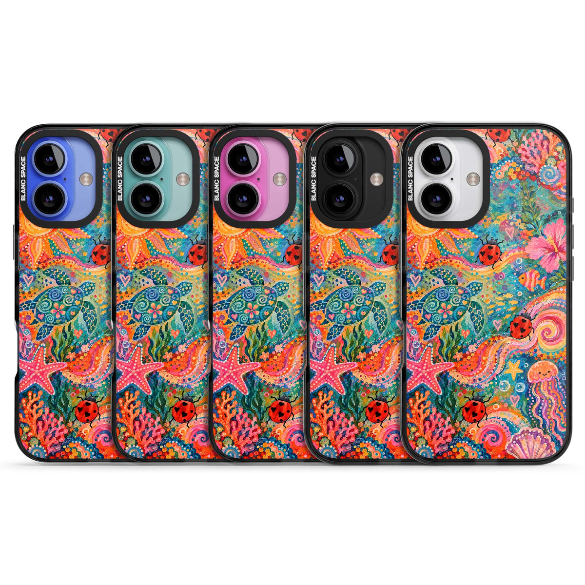 Coral Whimsy for her iPhone case | Black Impact case for iPhone 16, iPhone 16 Plus