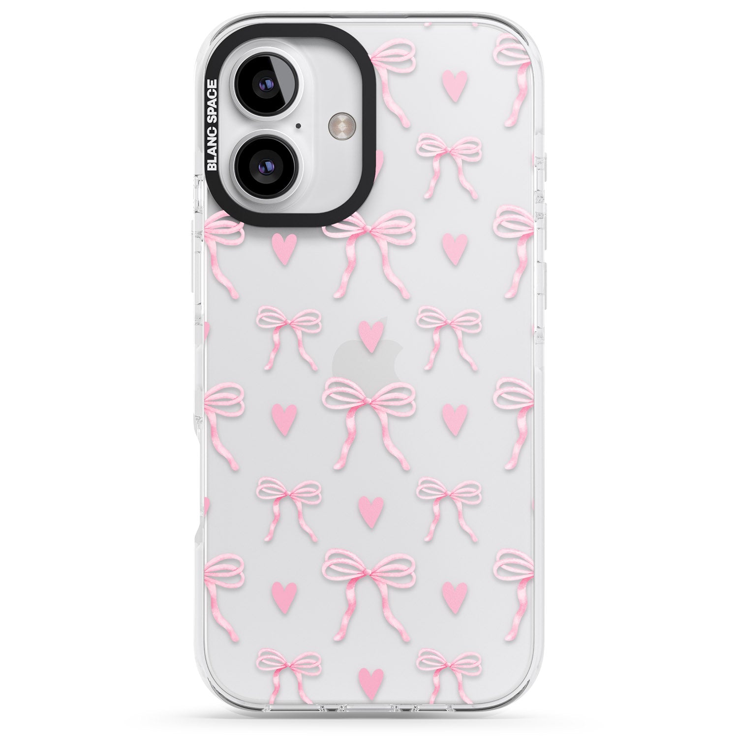 iPhone 16 Pink Bows & Hearts Clear Impact Phone Case