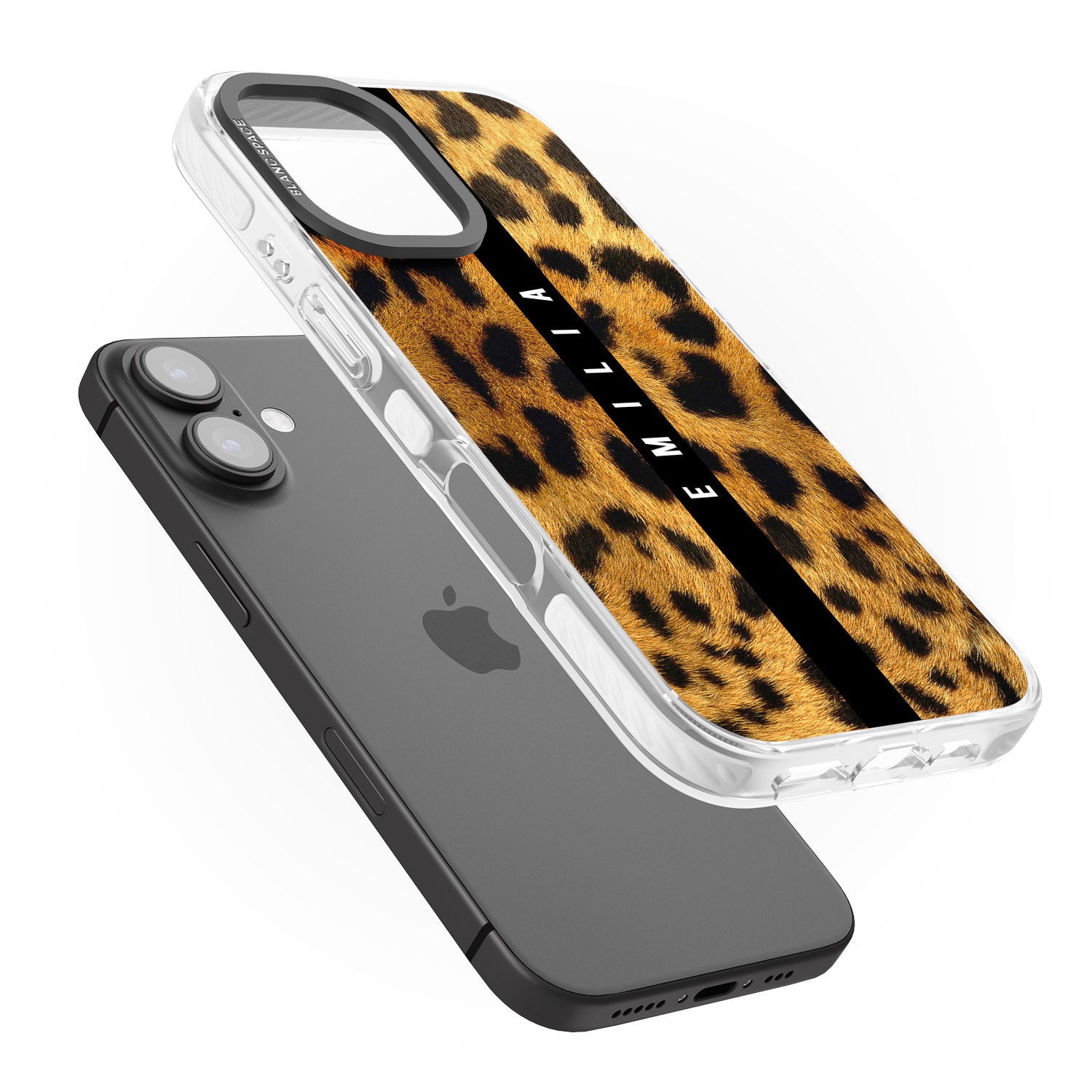 iPhone 16 Pro Max Personalised Leopard Print Black Impact Phone Case