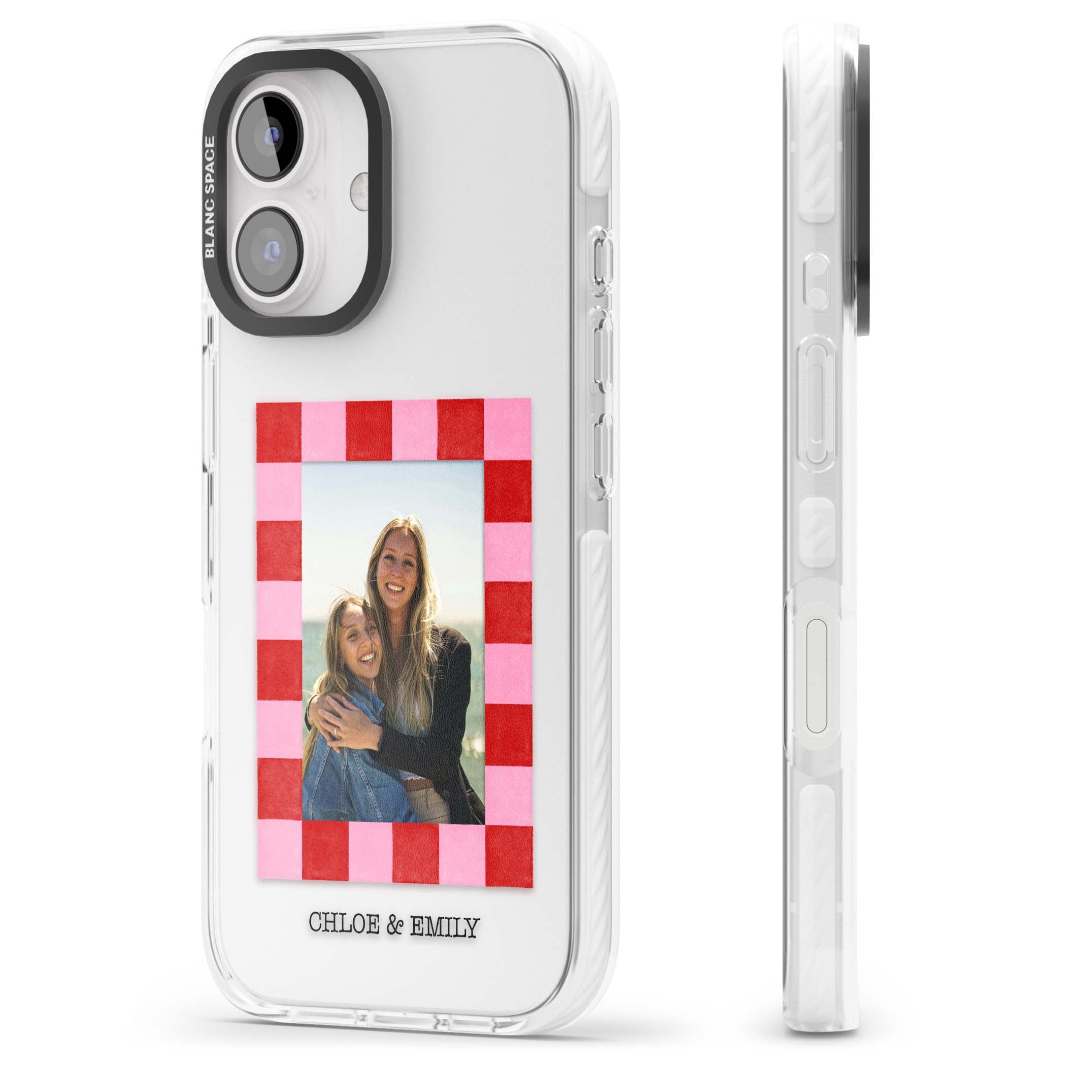 Bubblegum Check Photo for her iPhone case | Clear Impact case for iPhone 16, iPhone 16 Plus
