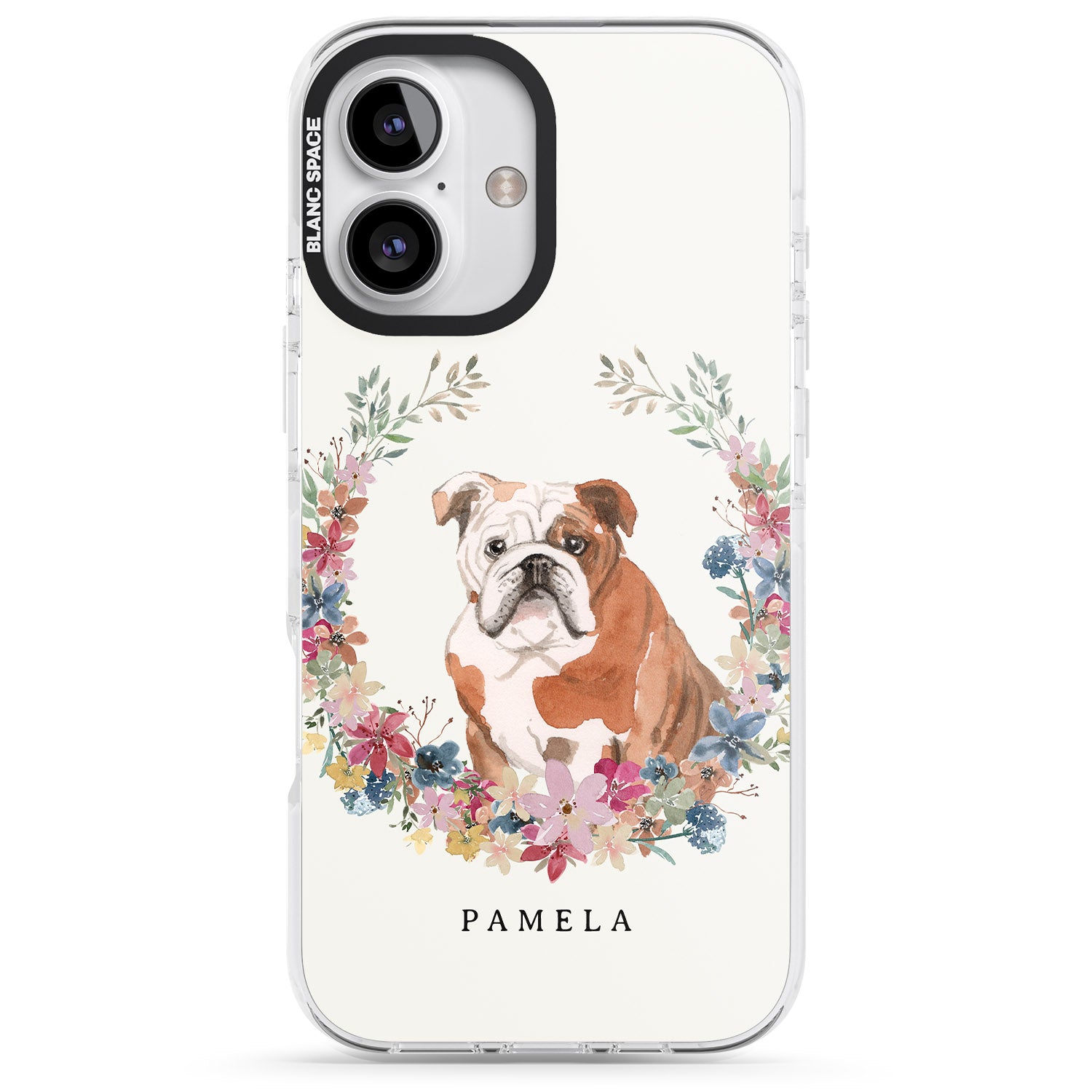 iPhone 16 Pro Max Personalised English Bulldog - Watercolour Dog Portrait Black Impact Phone Case