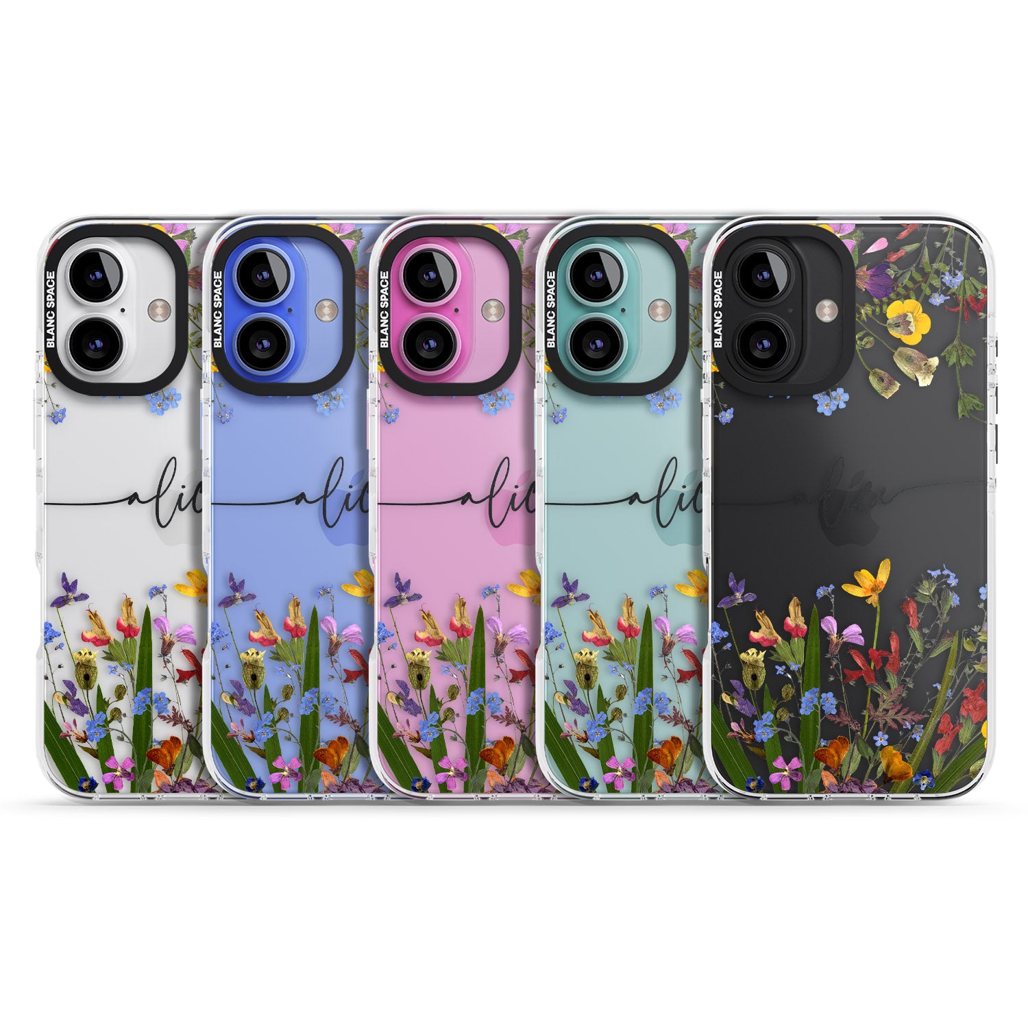 iPhone 16 Pro Max Personalised Wildflower Floral Black Impact Phone Case